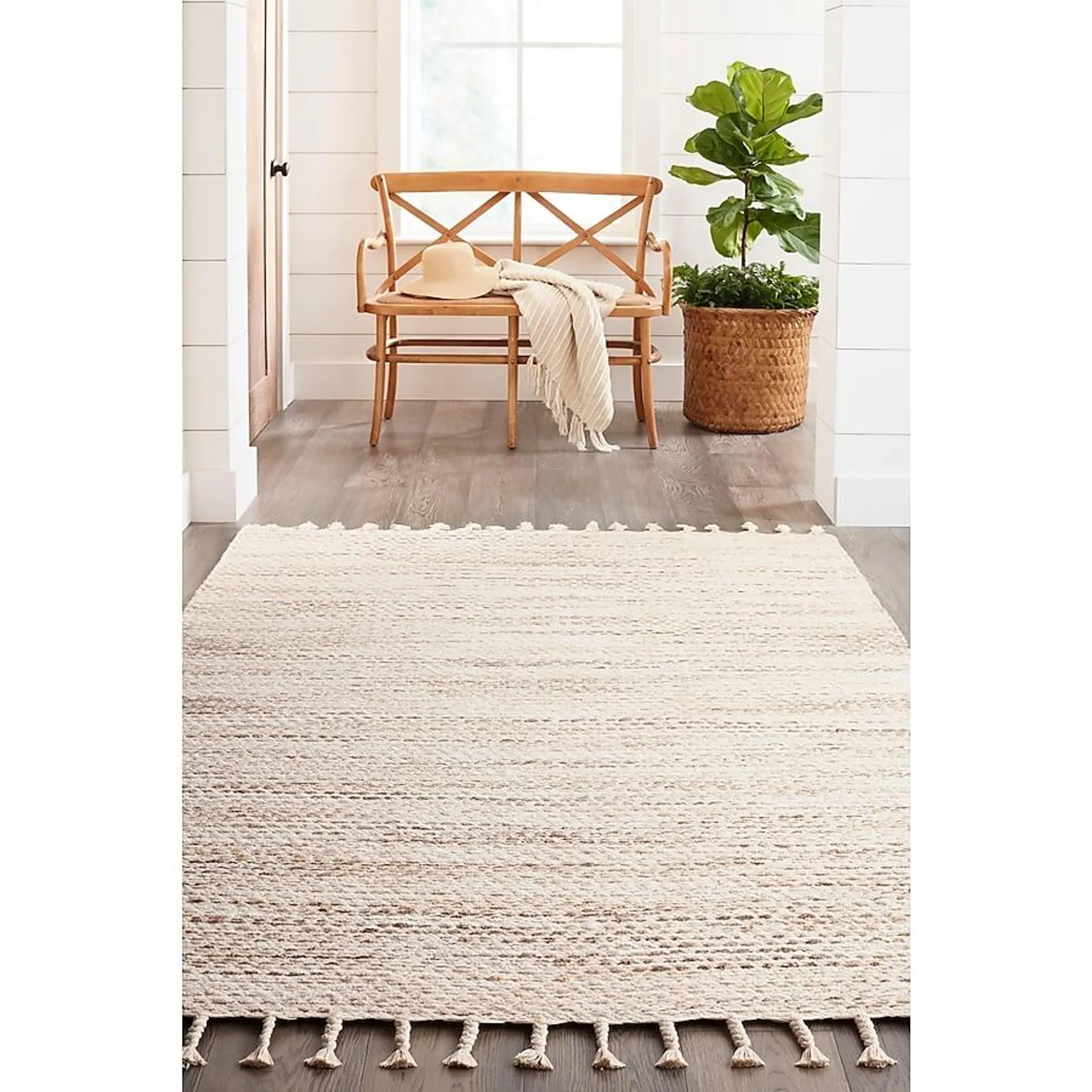 allen + roth Selena 5 x 8 (ft) Loomed Rayon Natural Linen Rectangular Indoor Area rug