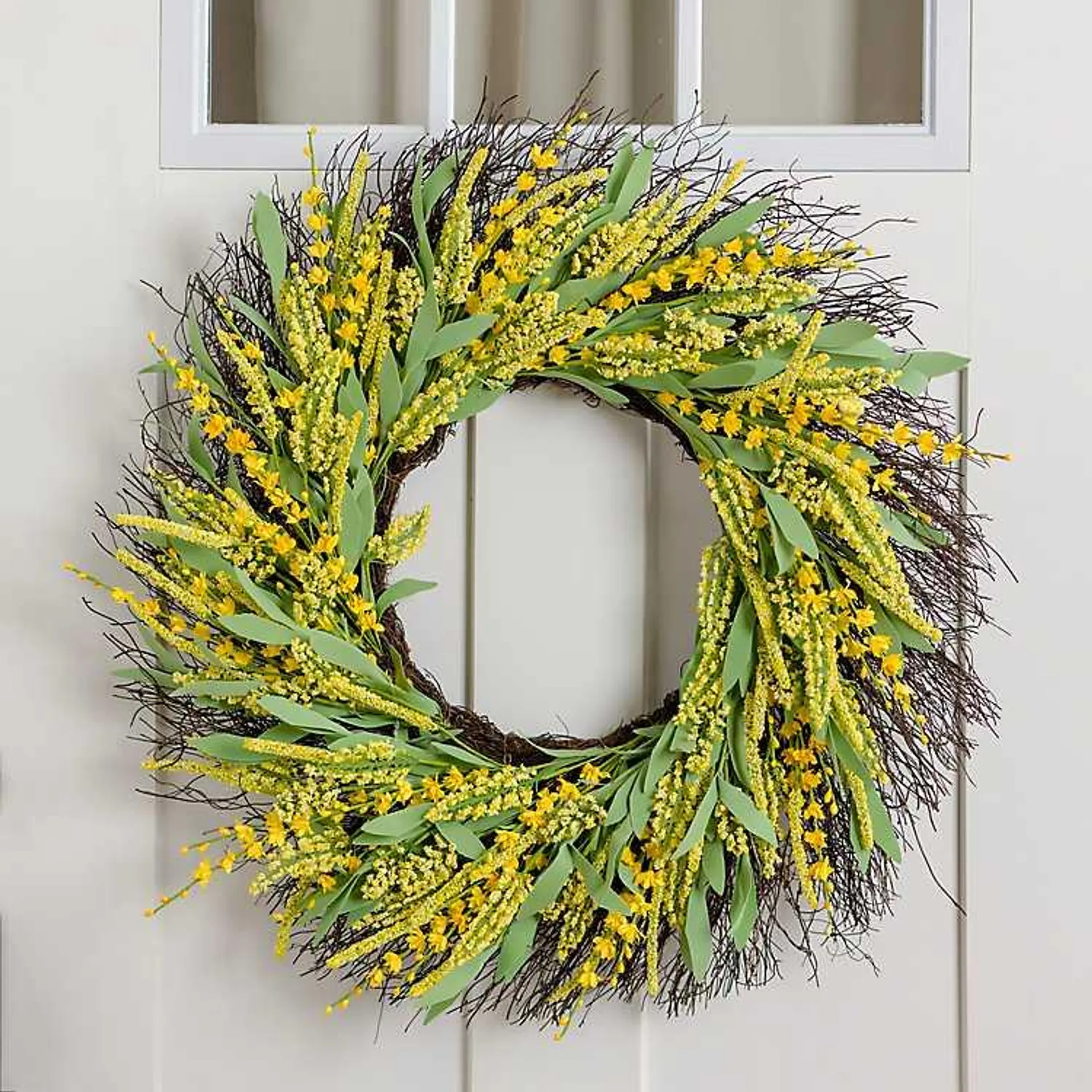 Yellow Heather Wheat Wreath