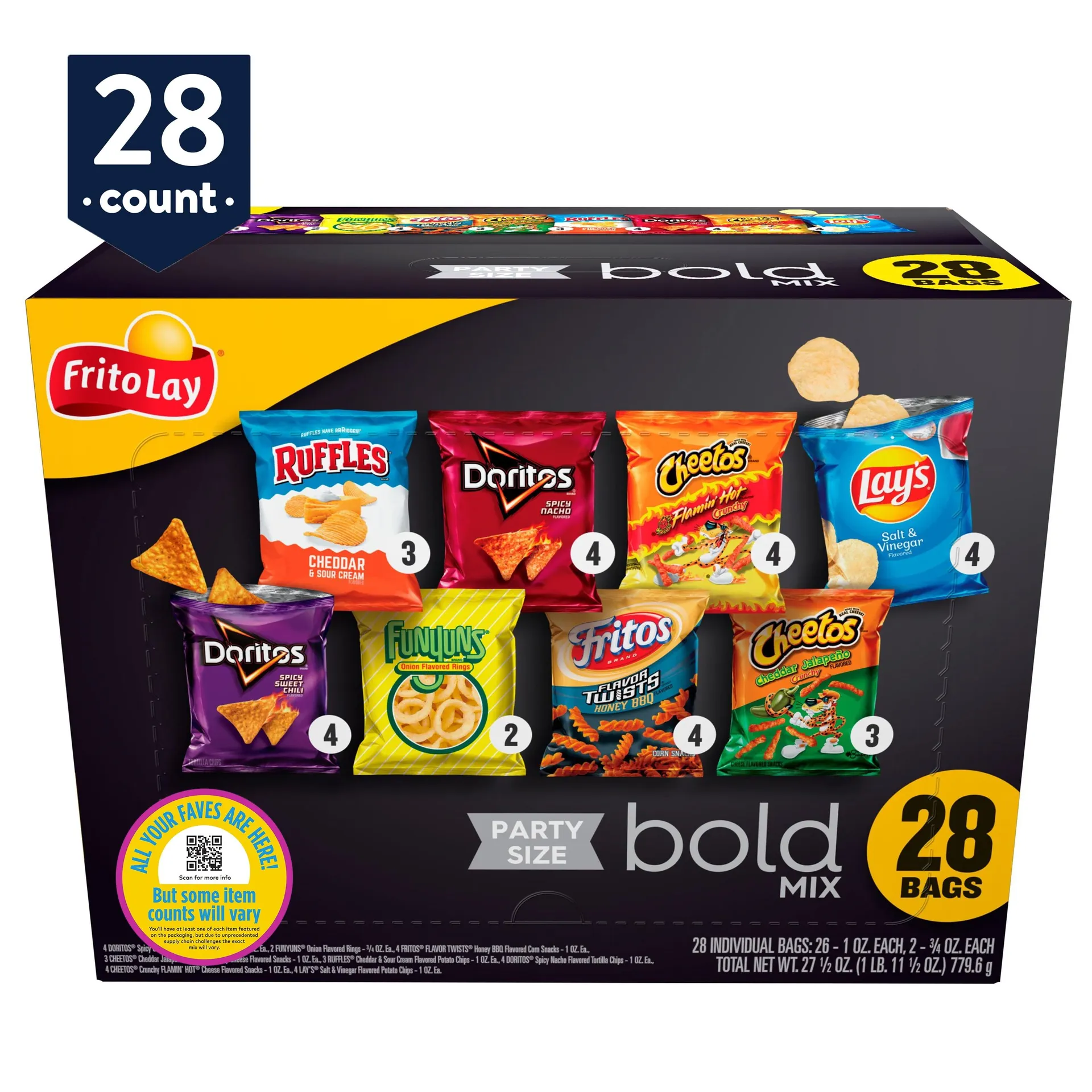 Frito Lay Snacks Bold Mix Variety Pack 27.5 oz, 28 Count