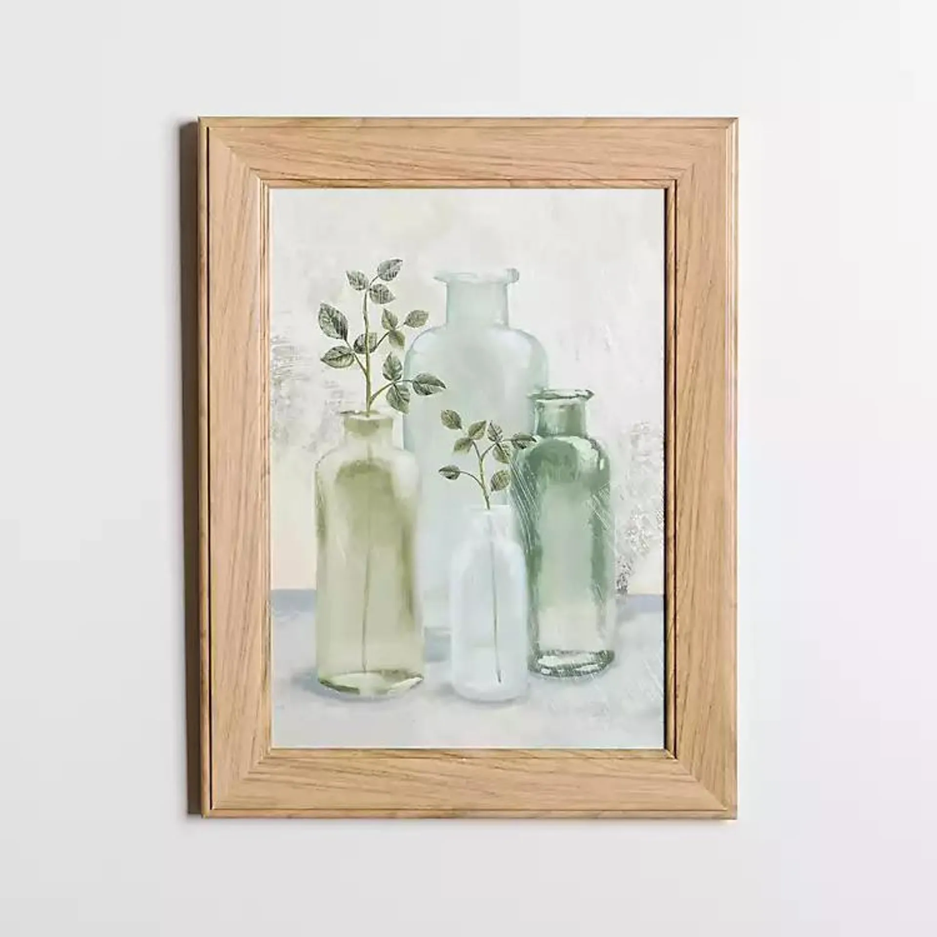 Green Glass Bottles Framed Art Print