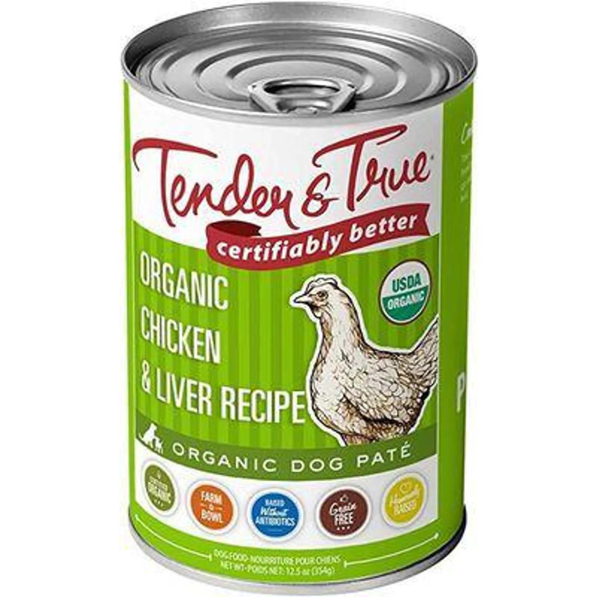 Tender & True Organic Chicken & Liver Dog Food
