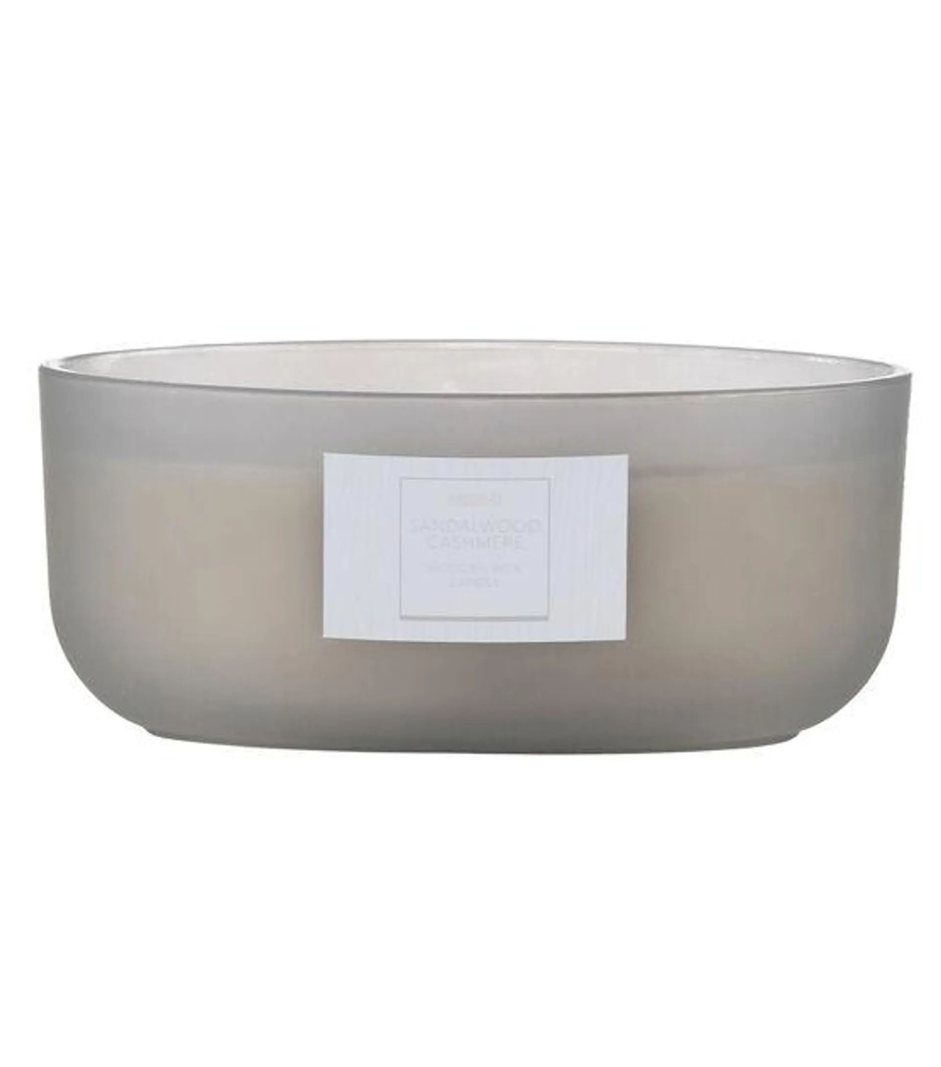 Hudson 43 Wooden Wick Frosted Dish Candle 19oz Sandalwood Cashmere Grey