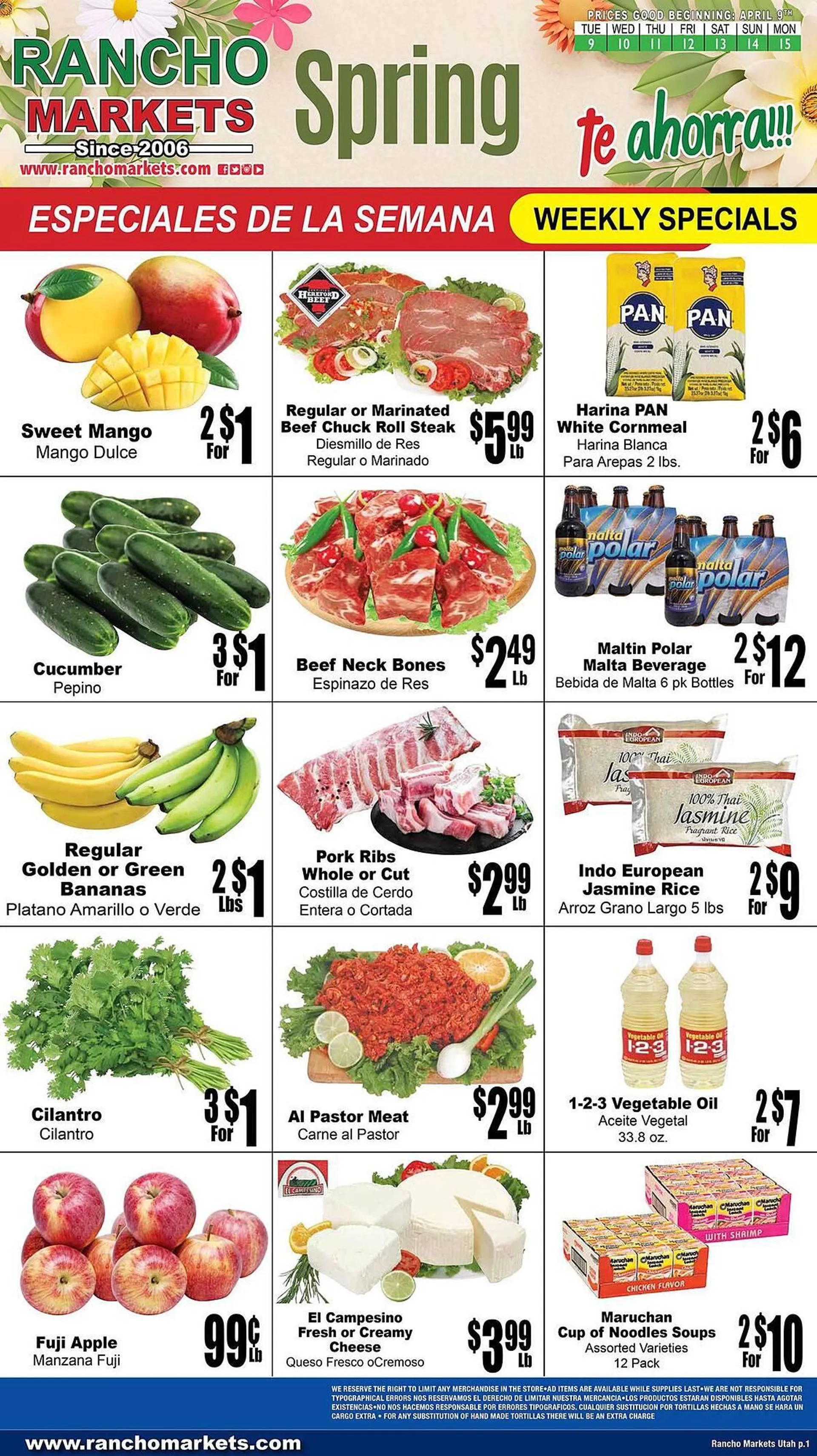 Weekly ad Rancho Markets Weekly Ad from April 9 to April 15 2024 - Page 1