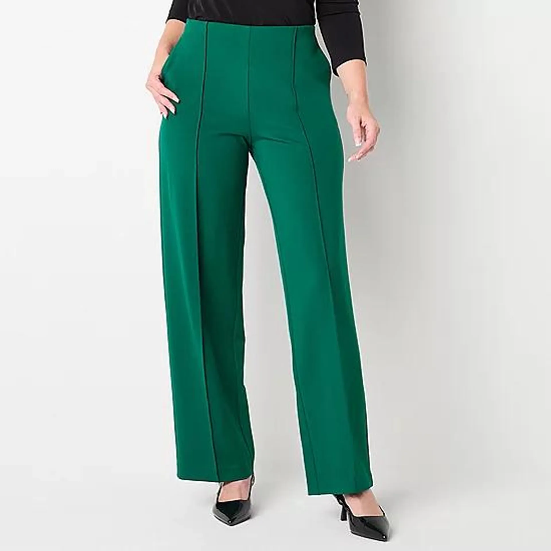 new! Liz Claiborne Womens Mid Rise Wide Leg Pull-On Pants