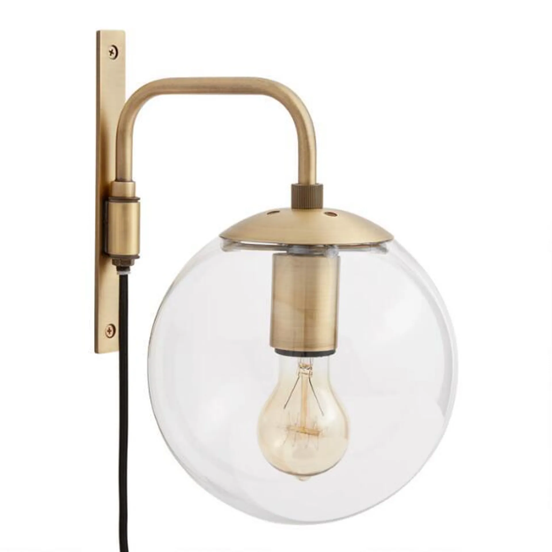Glass Globe and Brass Wall Sconce