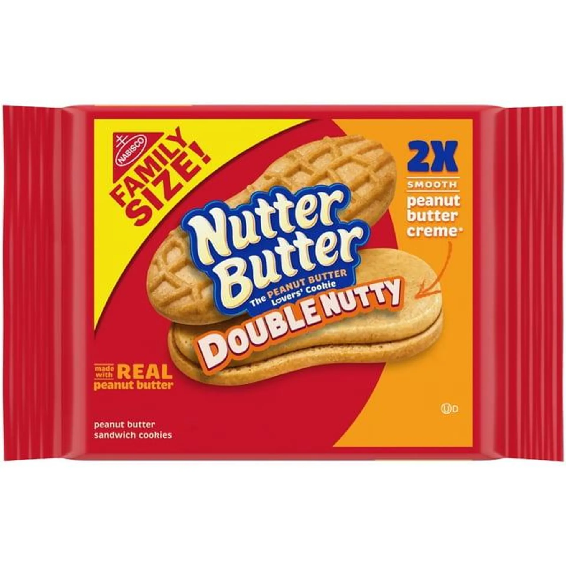 Nutter Butter Double Nutty Peanut Butter Sandwich Cookies, Family Size, 15.27 oz