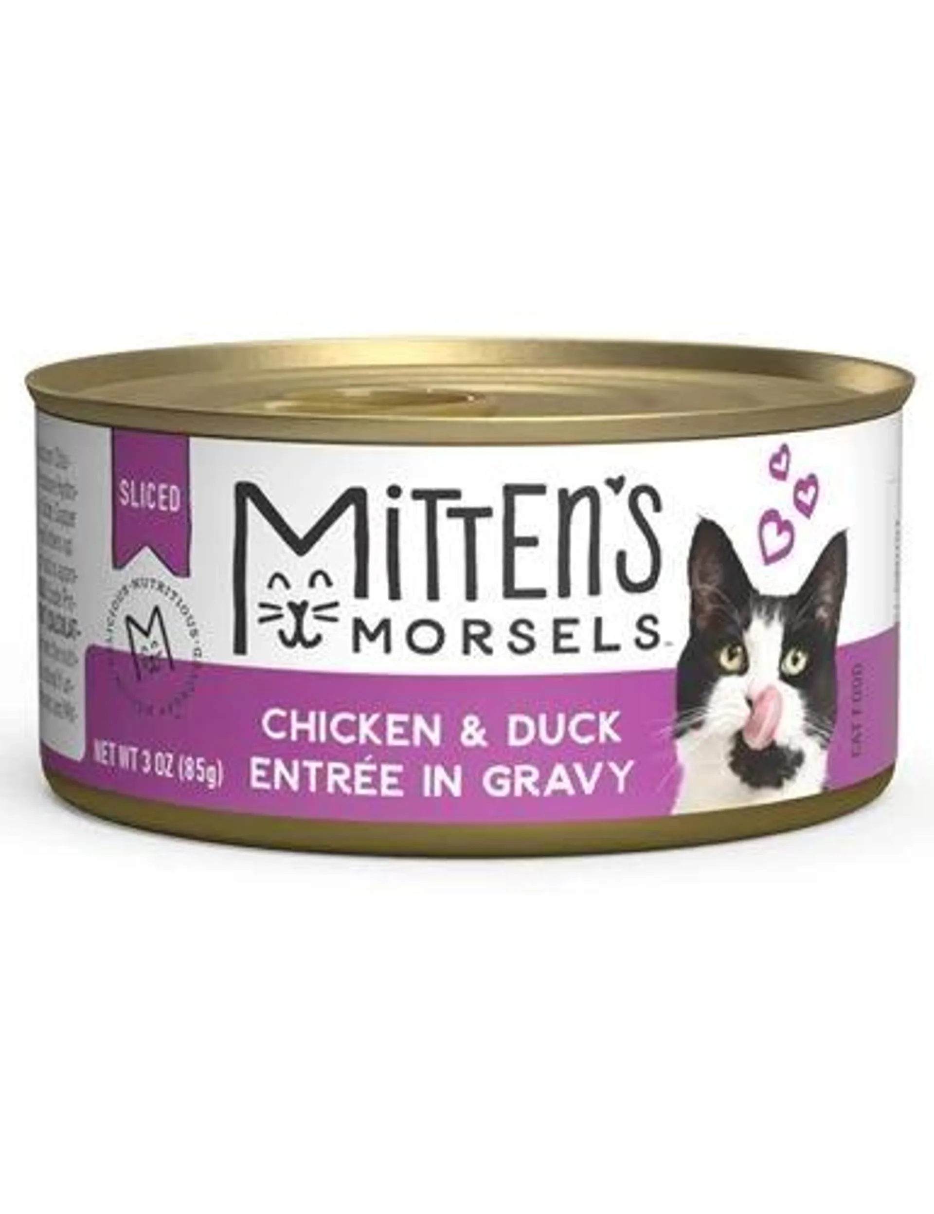 Mitten's Morsels Sliced Chicken & Duck In Gravy Entrée Wet Cat Food, 3 Ounces