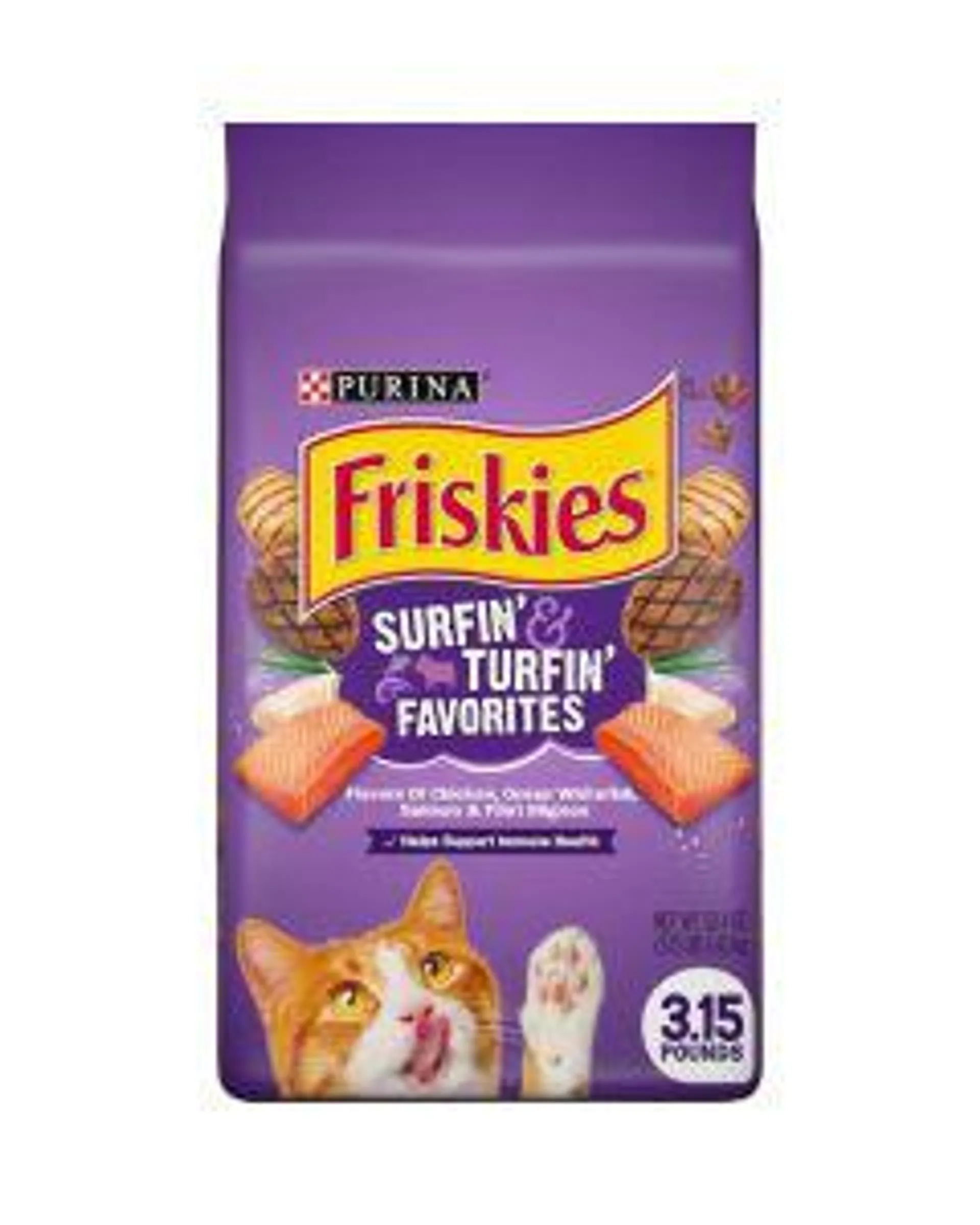 Friskies Surfin' & Turfin' Favorites Dry Cat Food, 3.15 lbs