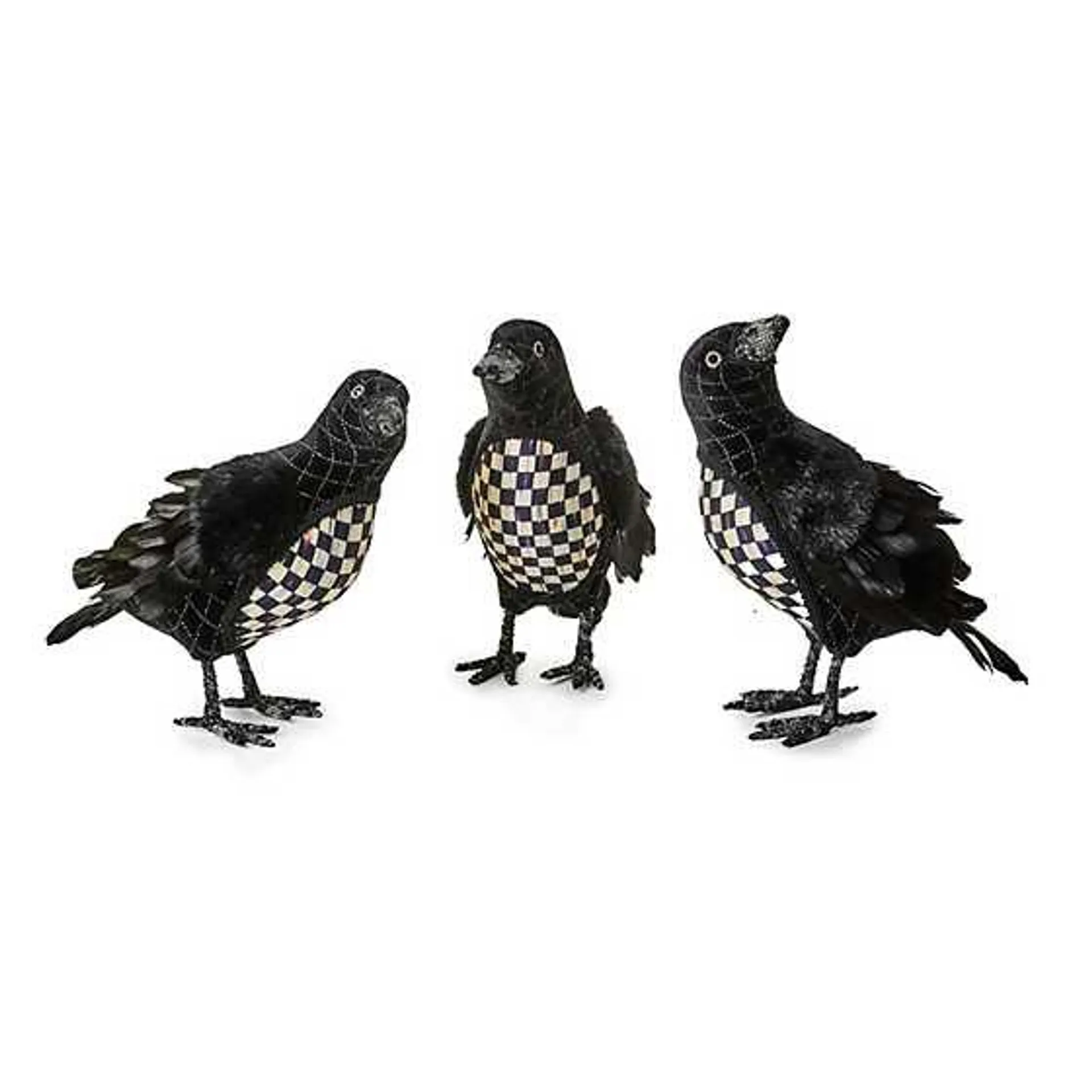 Haunted House Black Velvet & Check Crows, Set of 3