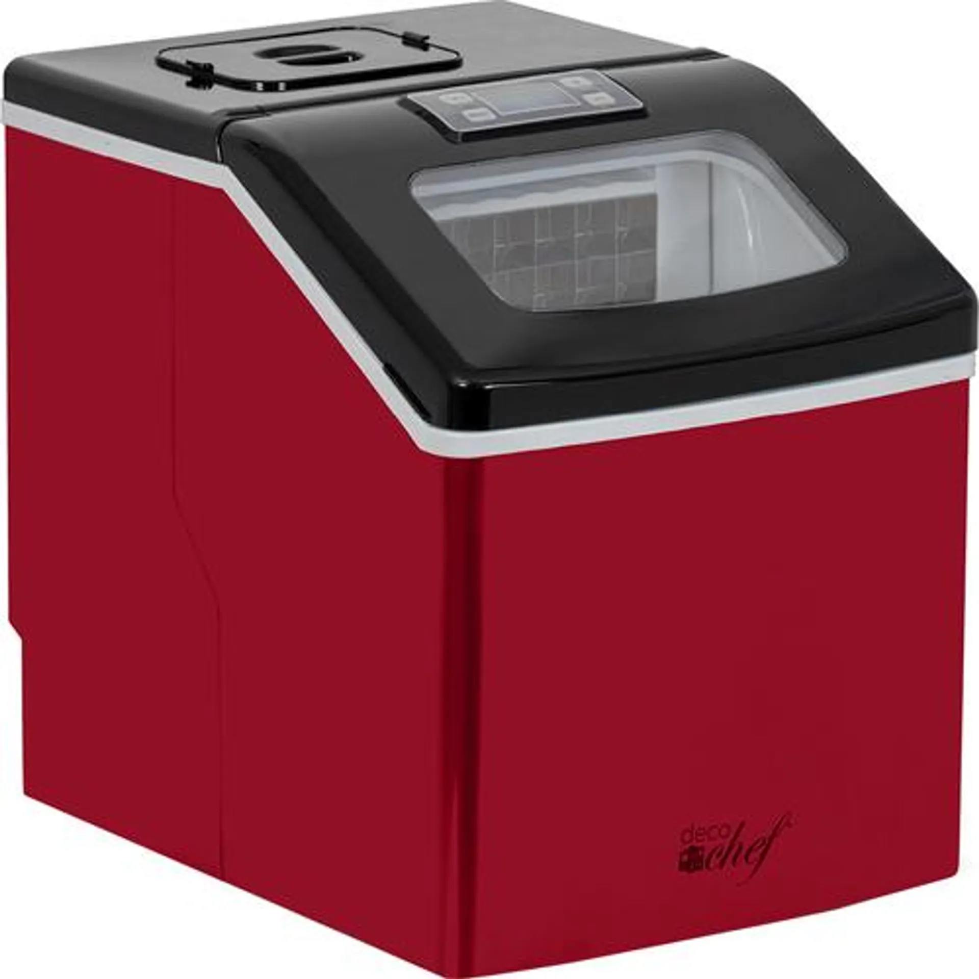 Deco Chef Countertop Portable Ice Maker for Home or Office, 40 lb/Day, Red with Black Lid