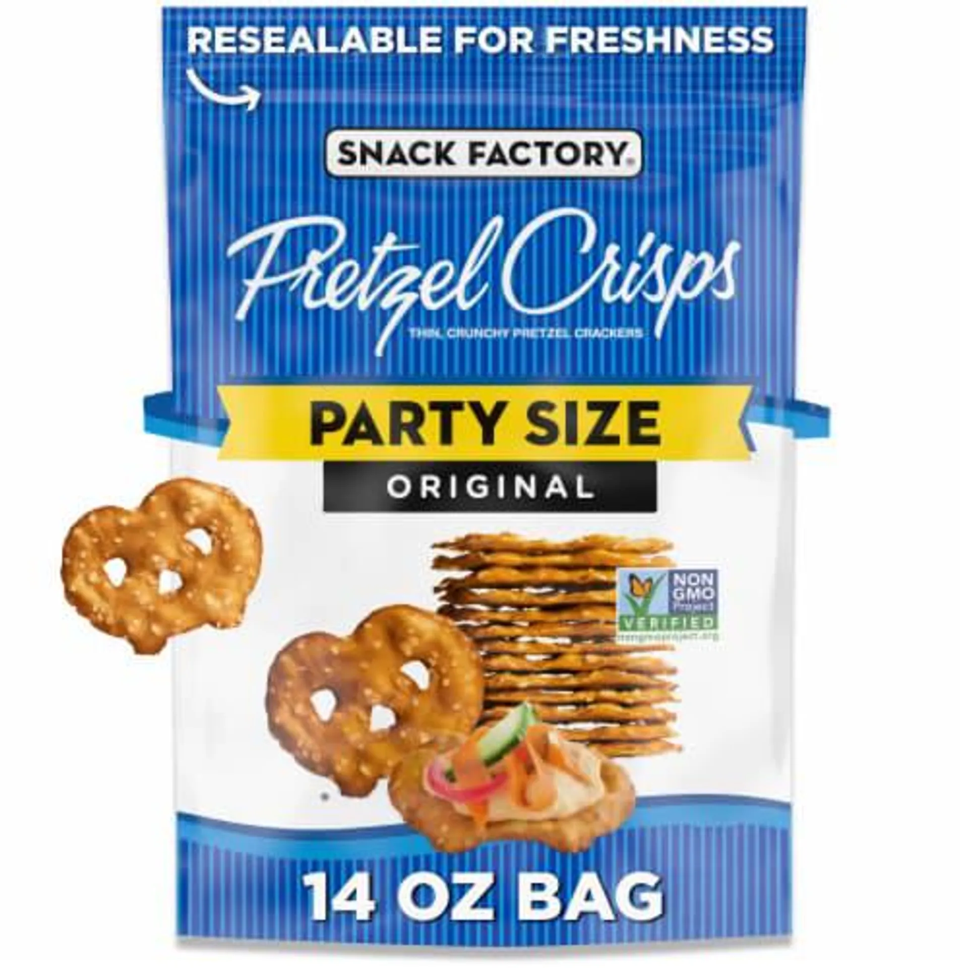 Snack Factory® Pretzel Crisps® Original Crunchy Pretzel Crackers Party Size