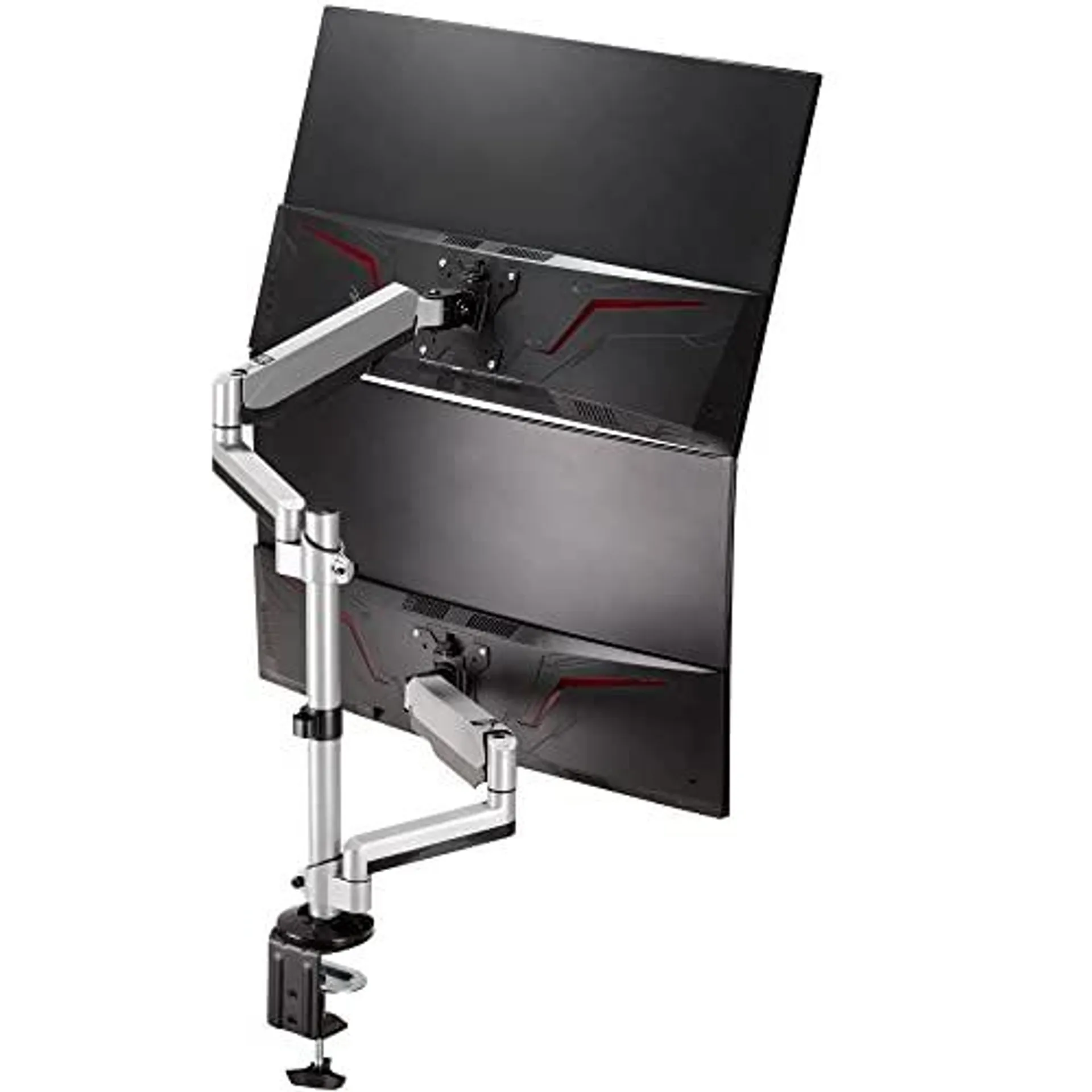 AVLT Dual 13"-32" Stacked Monitor Arm Desk Mount fits Two Flat/Curved Monitor Full Motion Height Swivel Tilt Rotation Adjustable