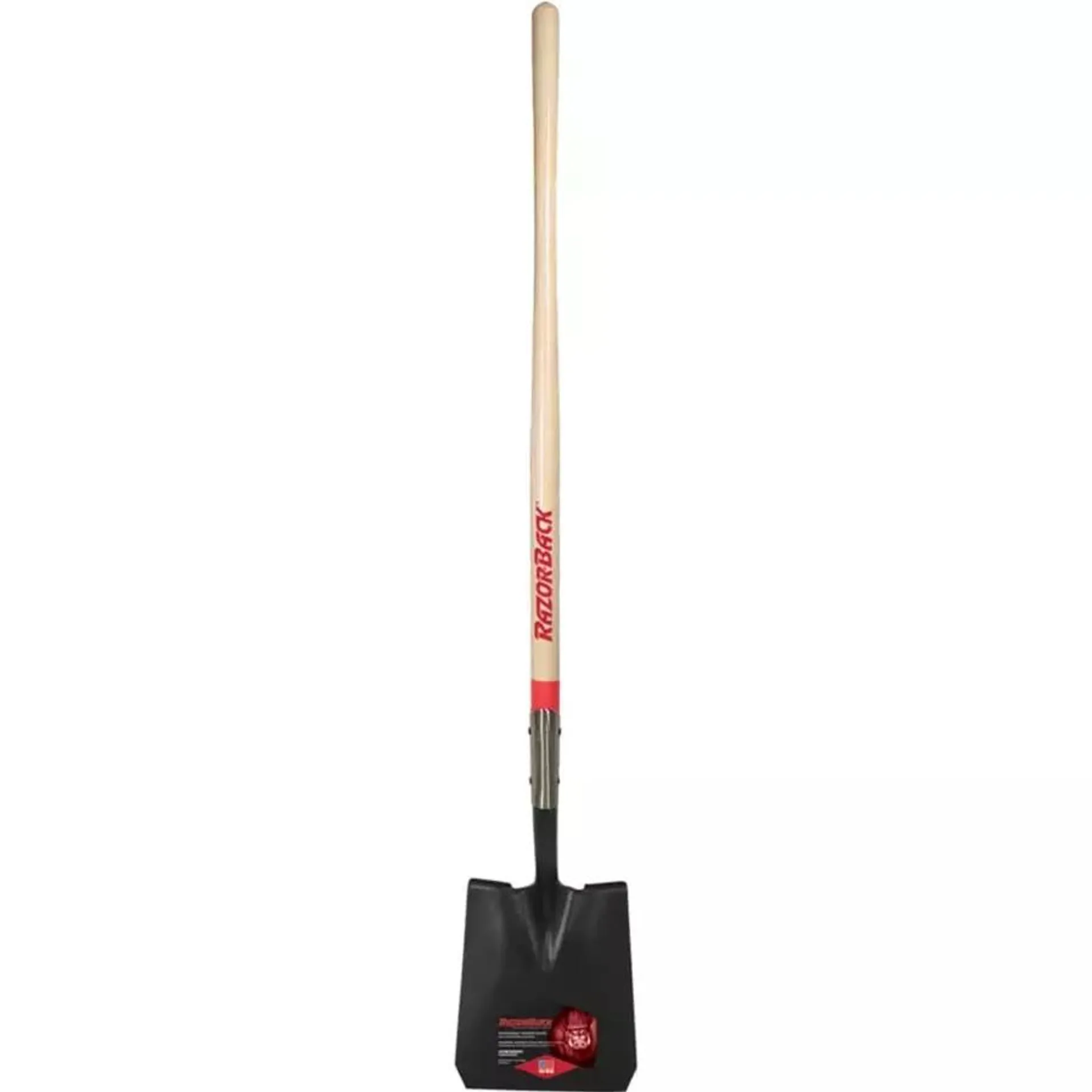 Razor-Back® Square Point Shovel with Tab Socket and Forward Turned Step, Wood Handle
