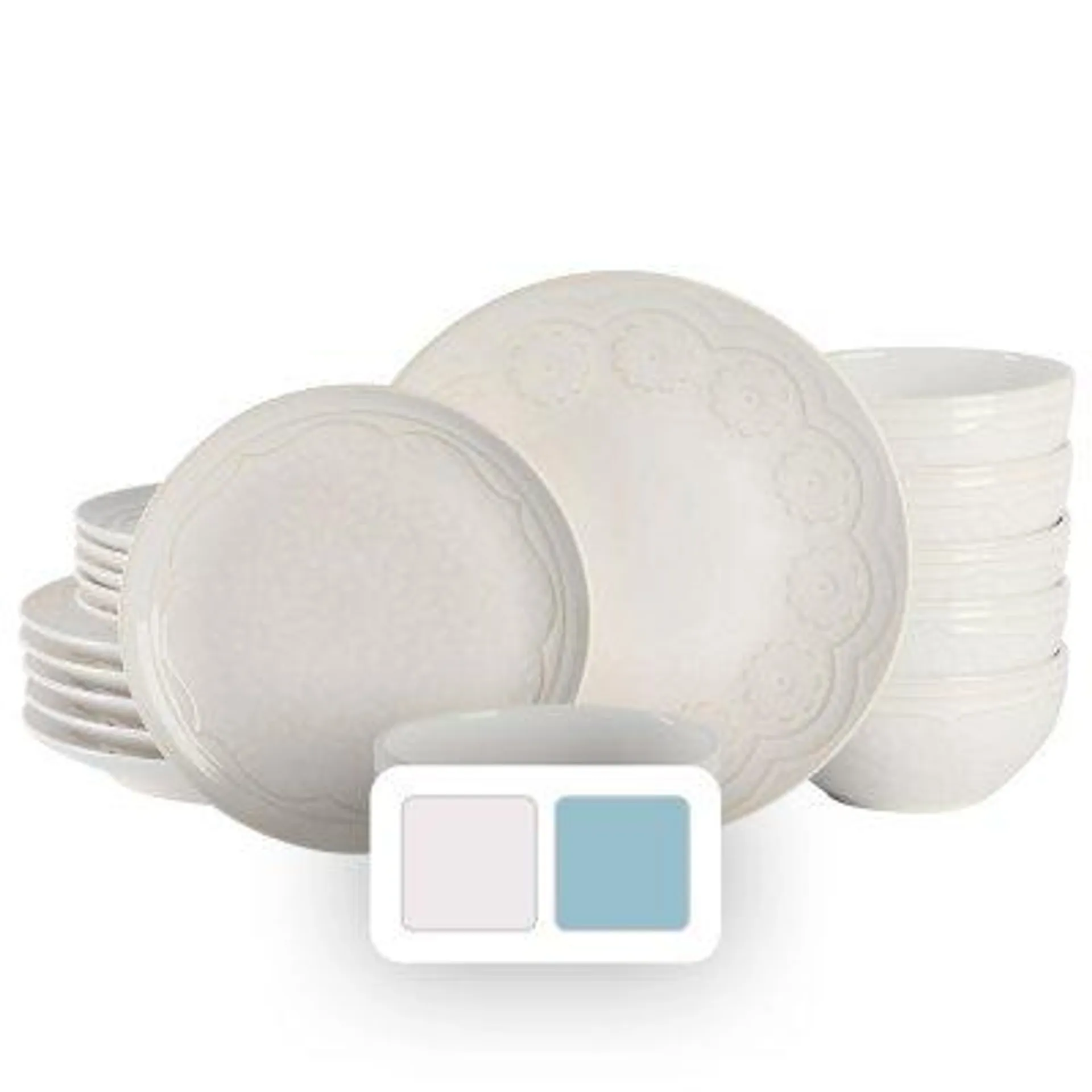 Gibson Elite 18-Piece Transparent Glaze Alemany Dinnerware Set, Choose Color