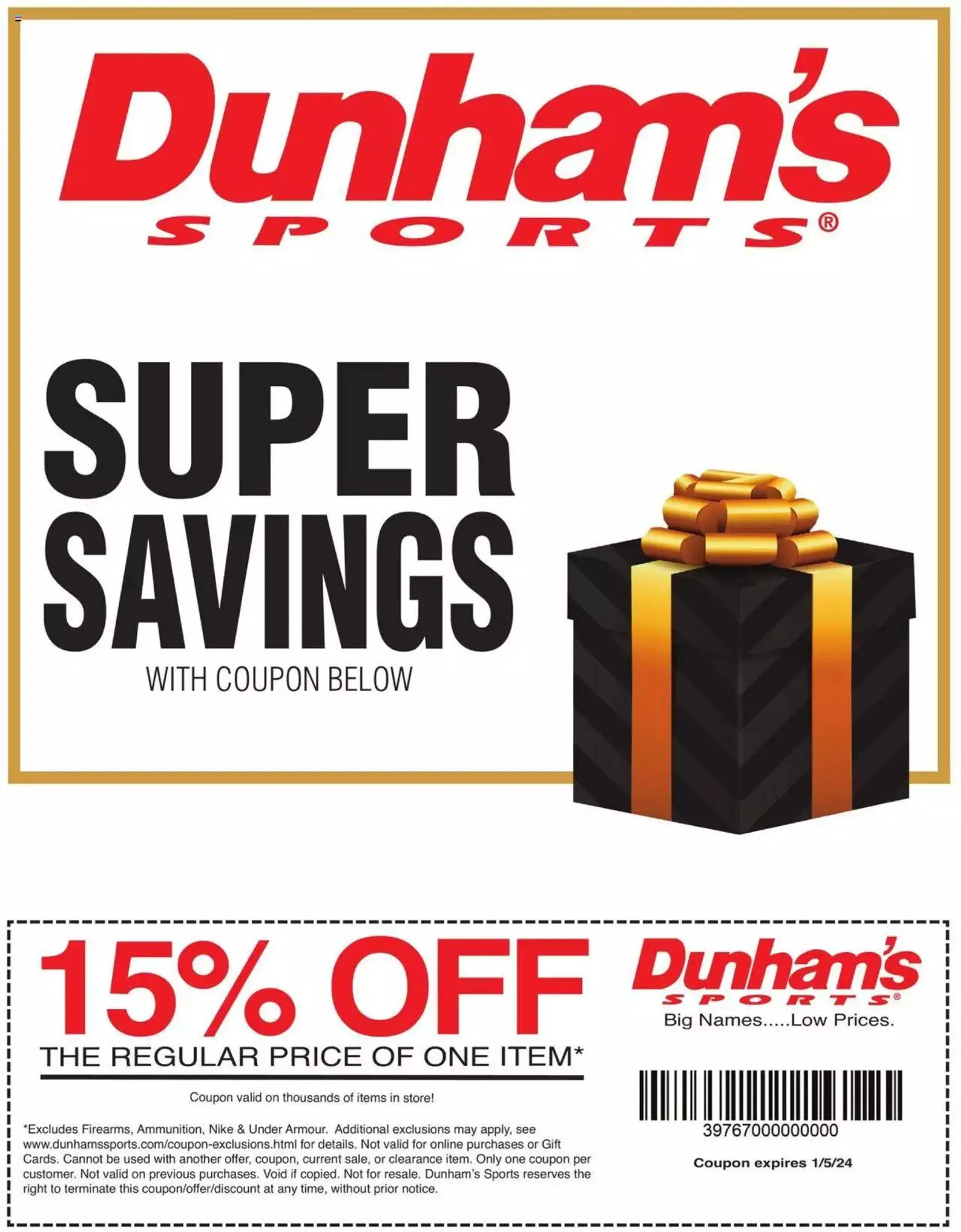 Dunham's Sports Coupon PA