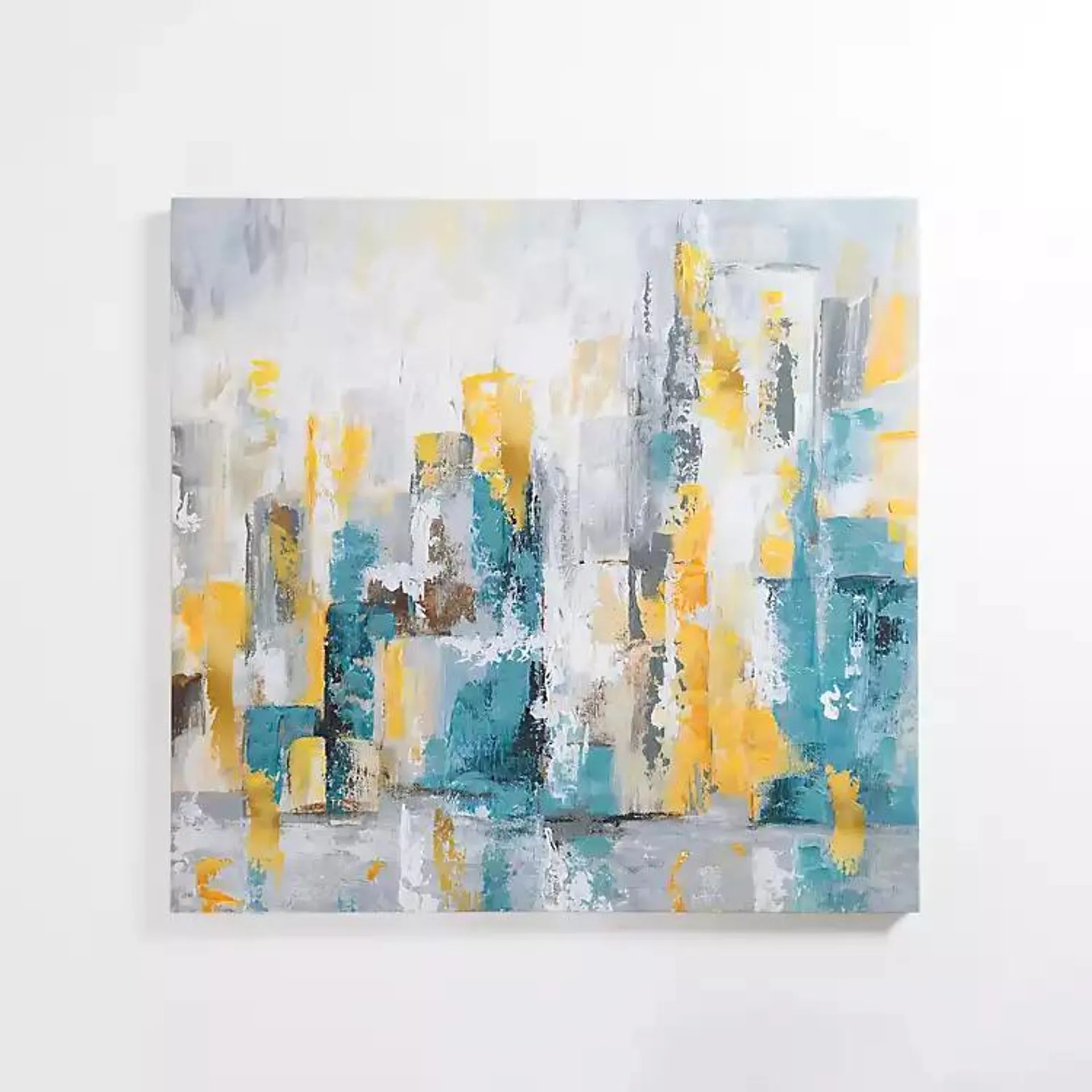 Blue and Yellow Abstract City Canvas Art Print