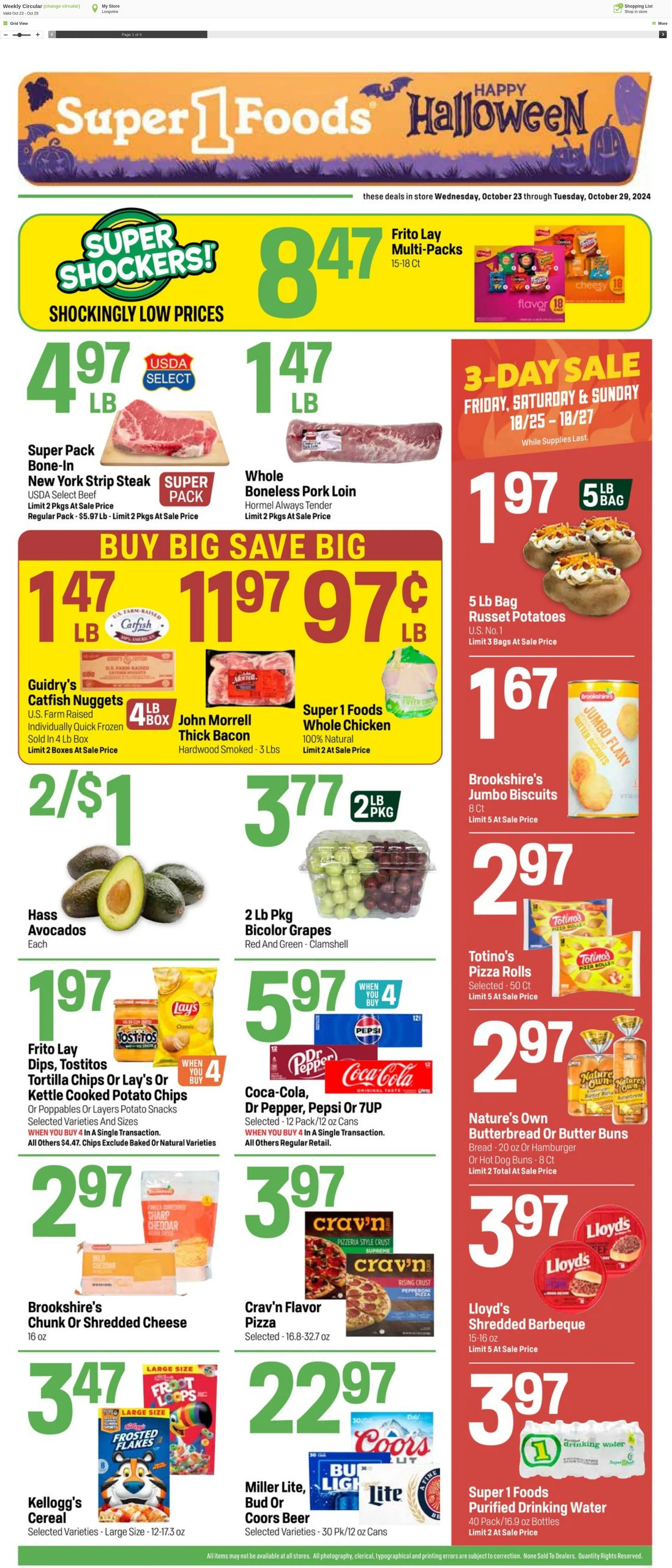 Weekly ad Super1Foods from October 23 to October 29 2024 - Page 1