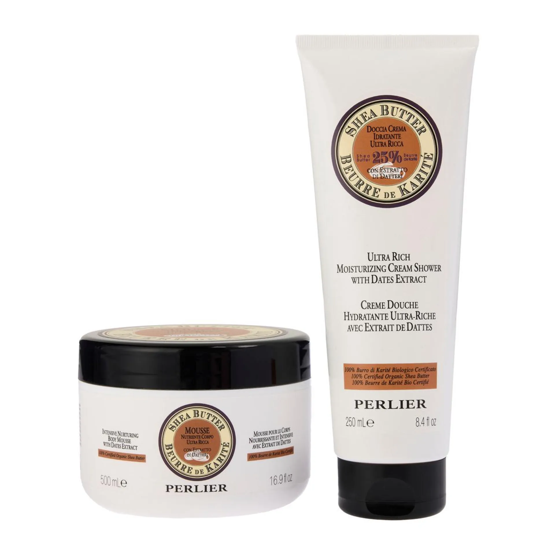 Perlier Shea Butter and Dates Bath and Shower 2-Piece Set