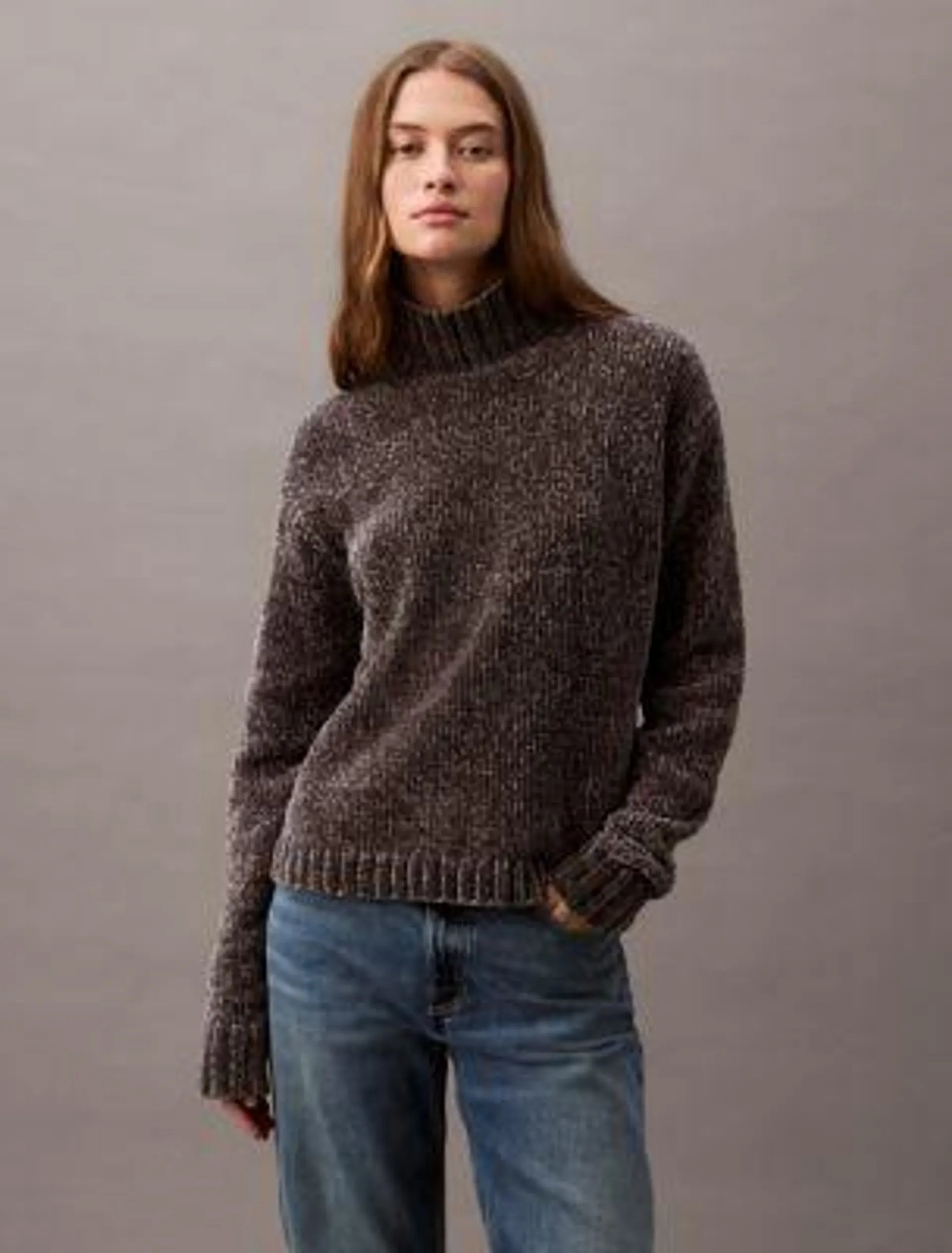 Chenille Relaxed Turtleneck Sweater