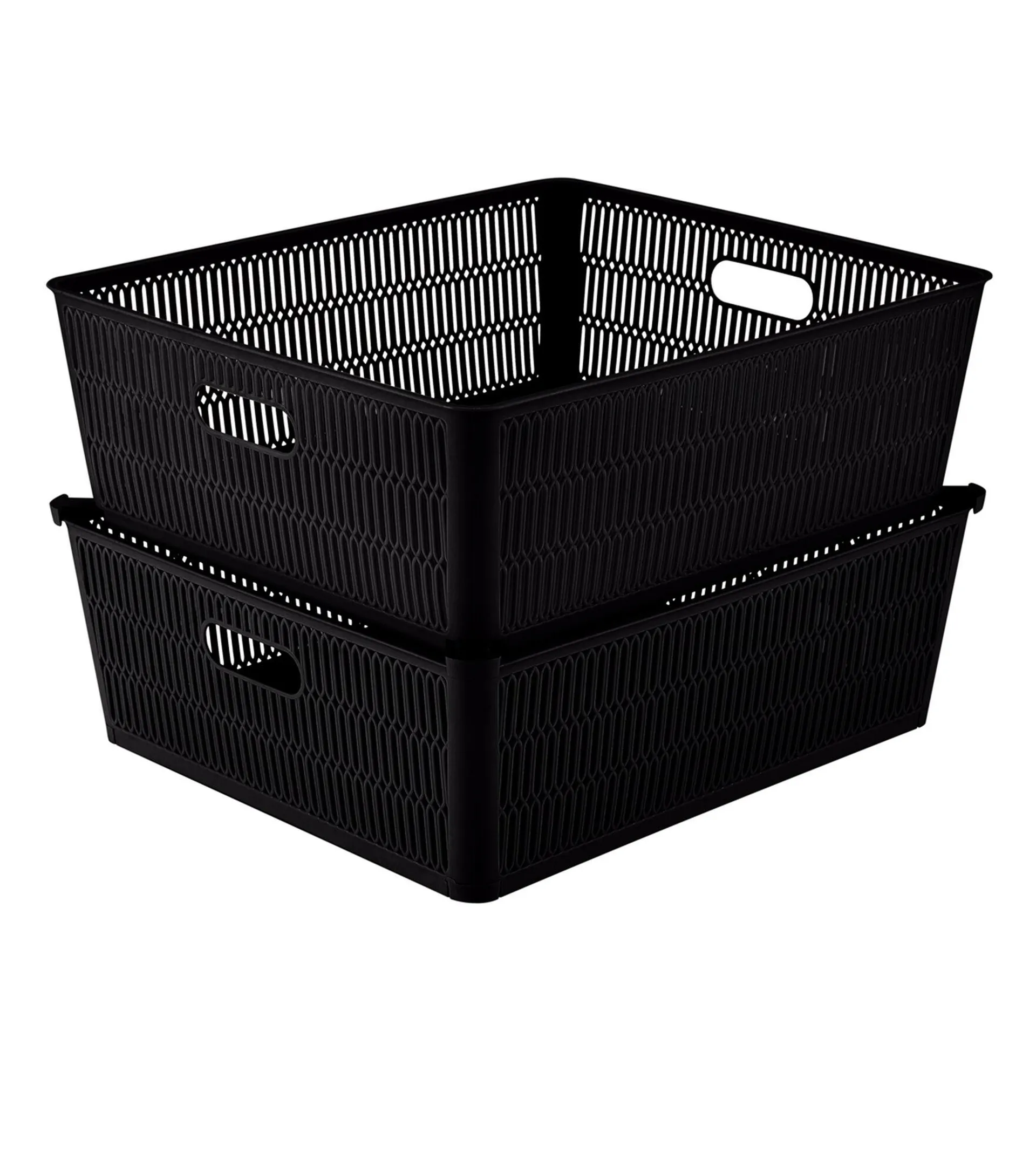 Simplify 2 Pack Slide 2 Stack It Shallow Storage Tote Baskets
