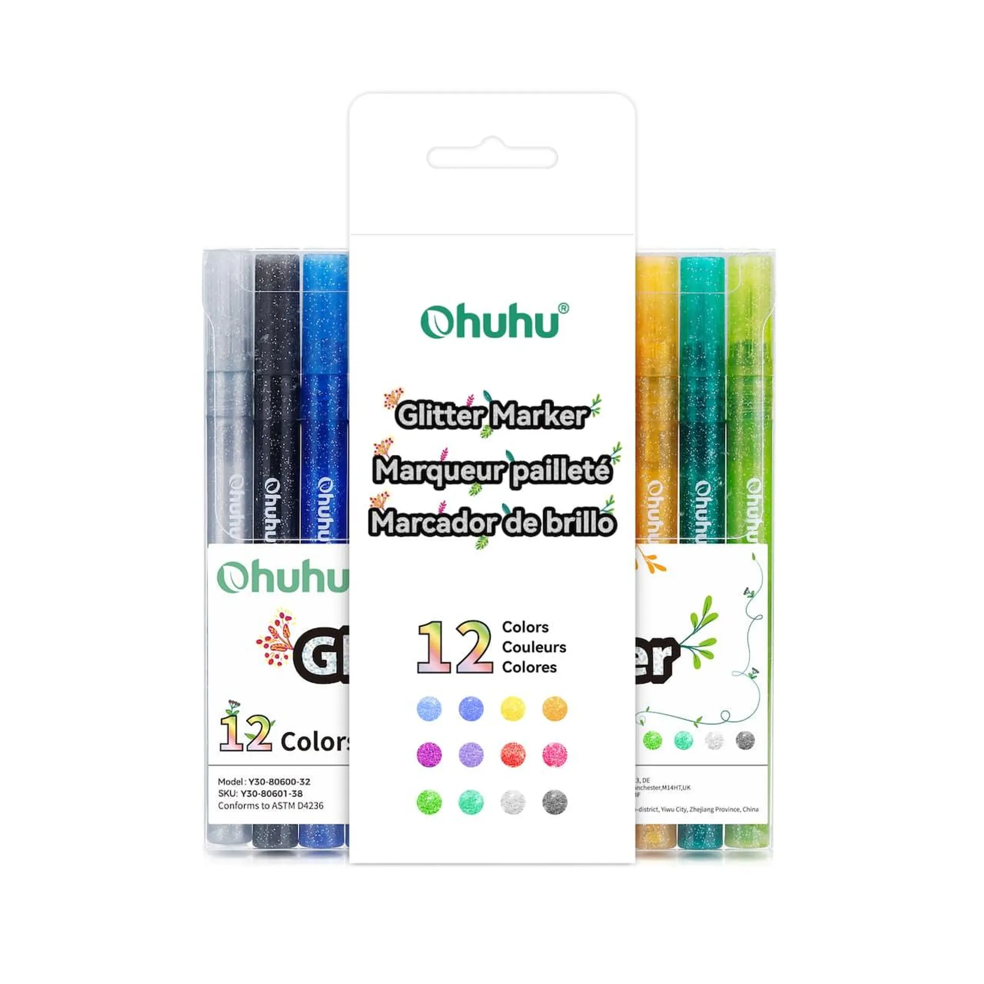 Ohuhu® Glitter Markers, 12ct.