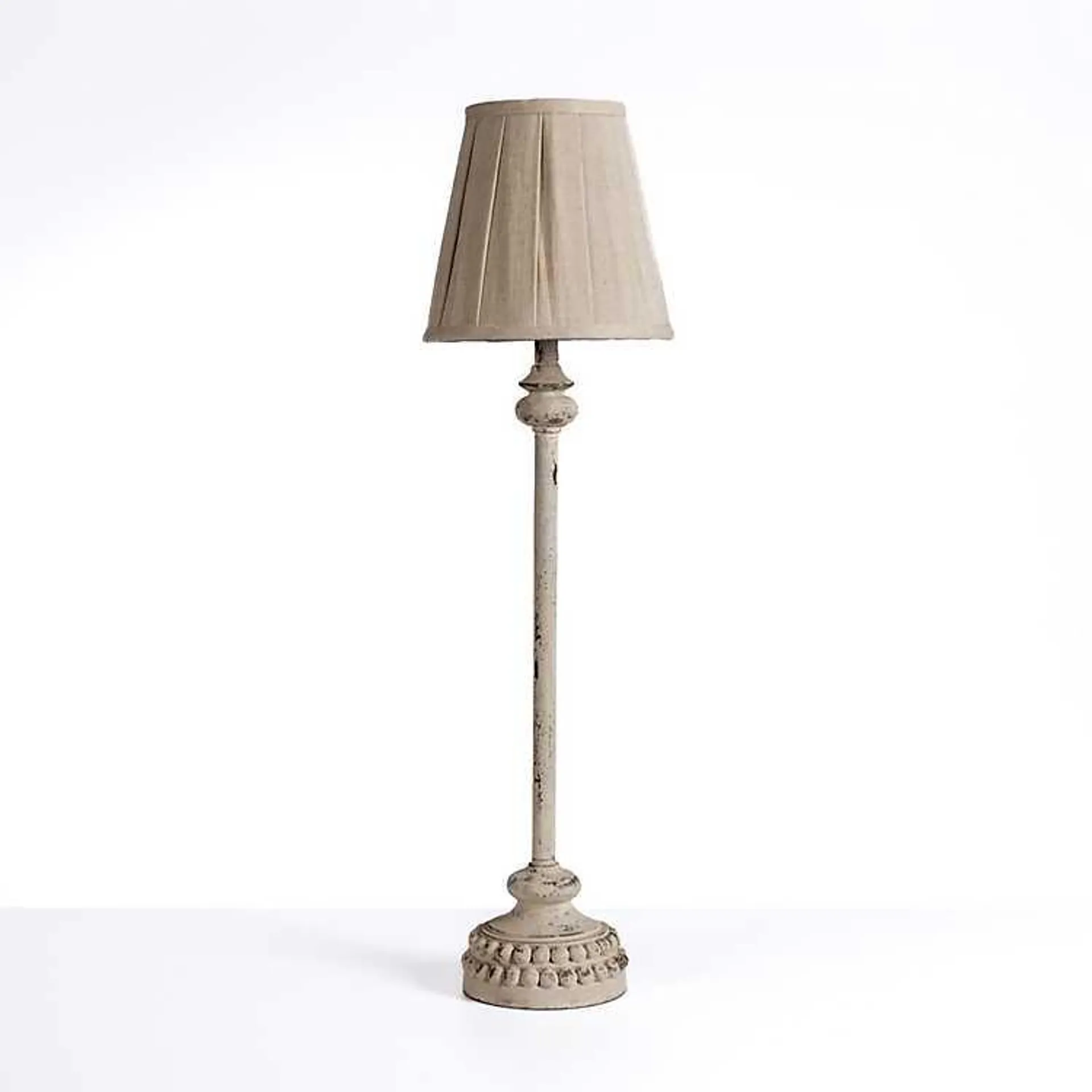 Distressed Ivory Pleated Shade Buffet Lamp