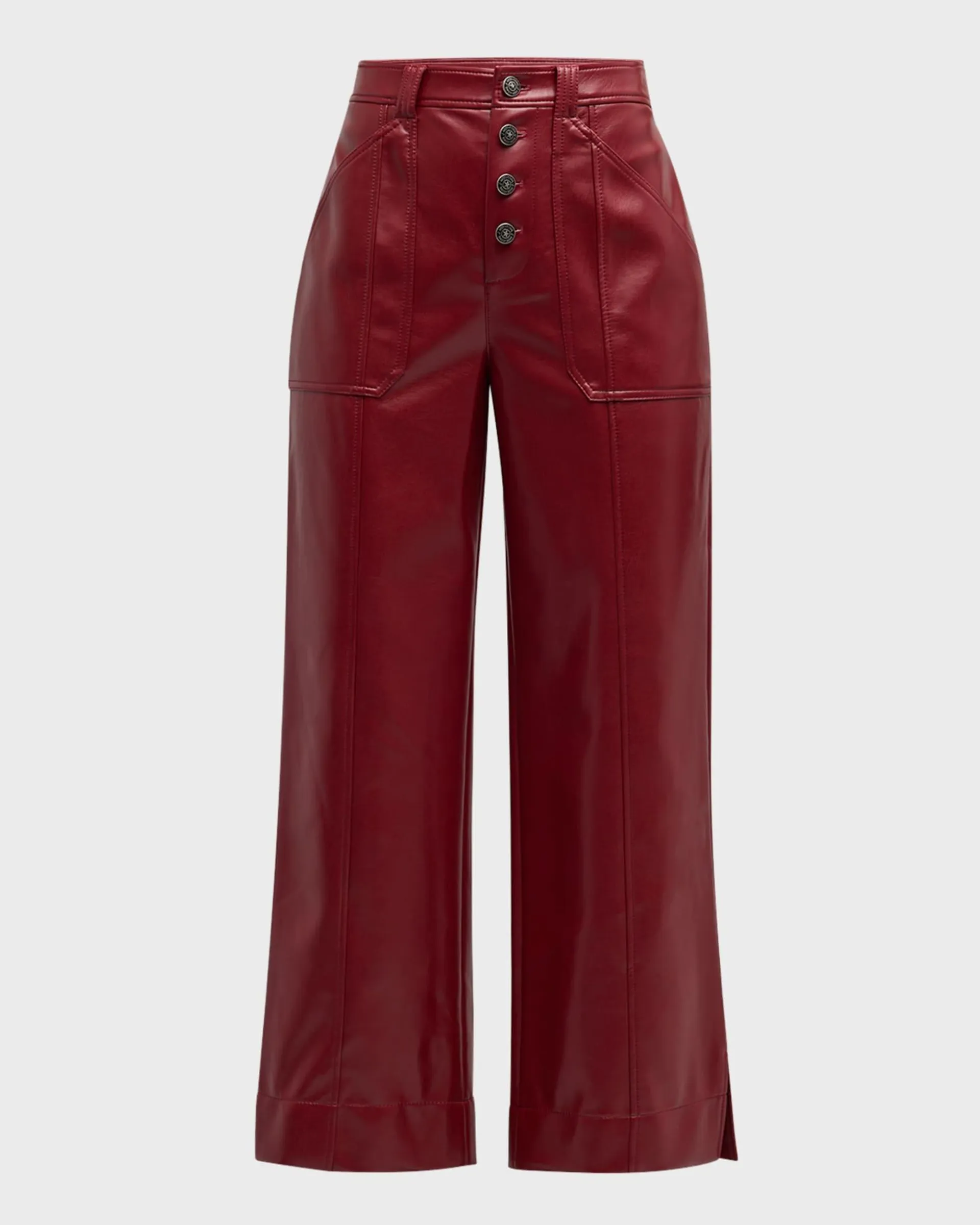 Benji Cropped Wide-Leg Faux-Leather Pants