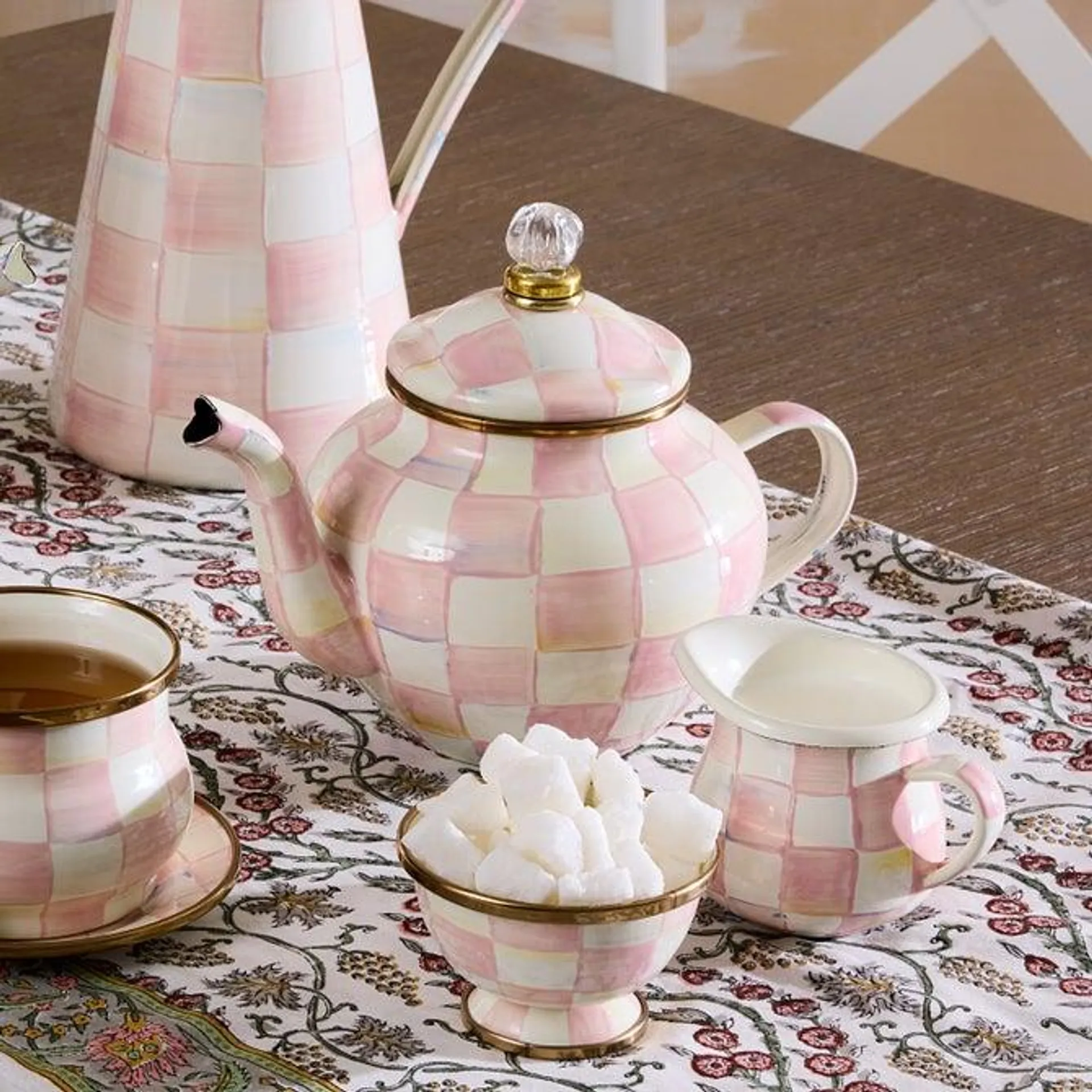 Enamel Check 4 Cup Teapot