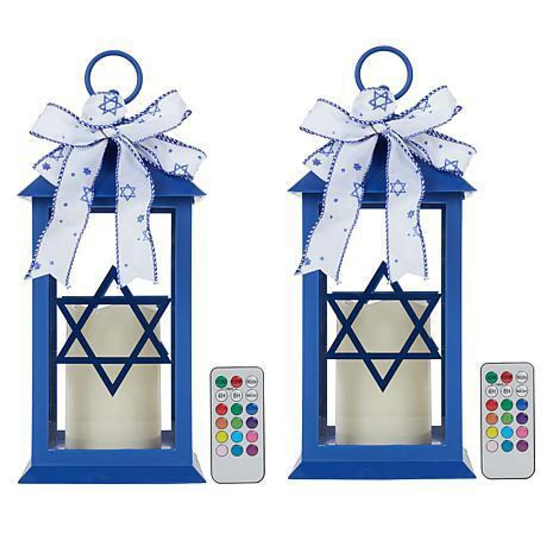 Hanukkah Home Star of David Lanterns with Remotes - 2-pack