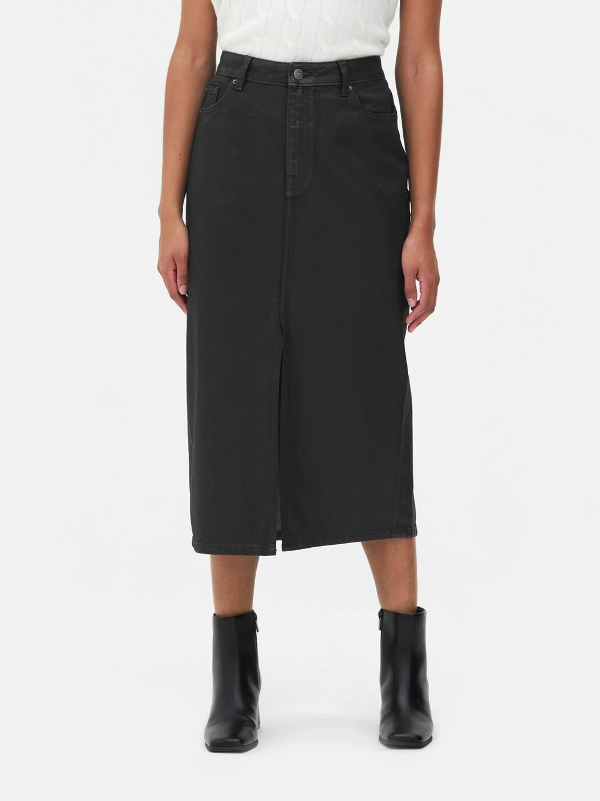 Coated Midi Skirt