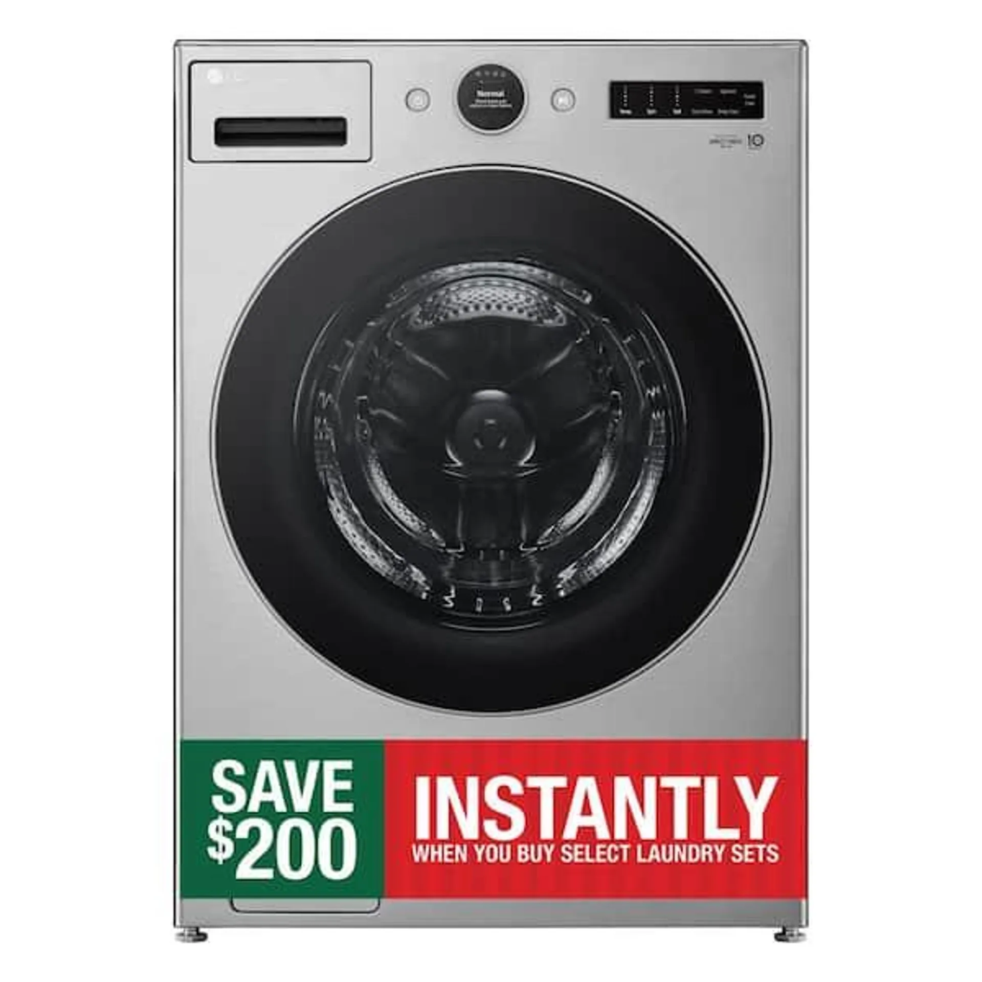 4.5 cu. ft. Stackable Smart Front Load Washer in Graphite Steel with AI Digital Dial, Steam and TurboWash360