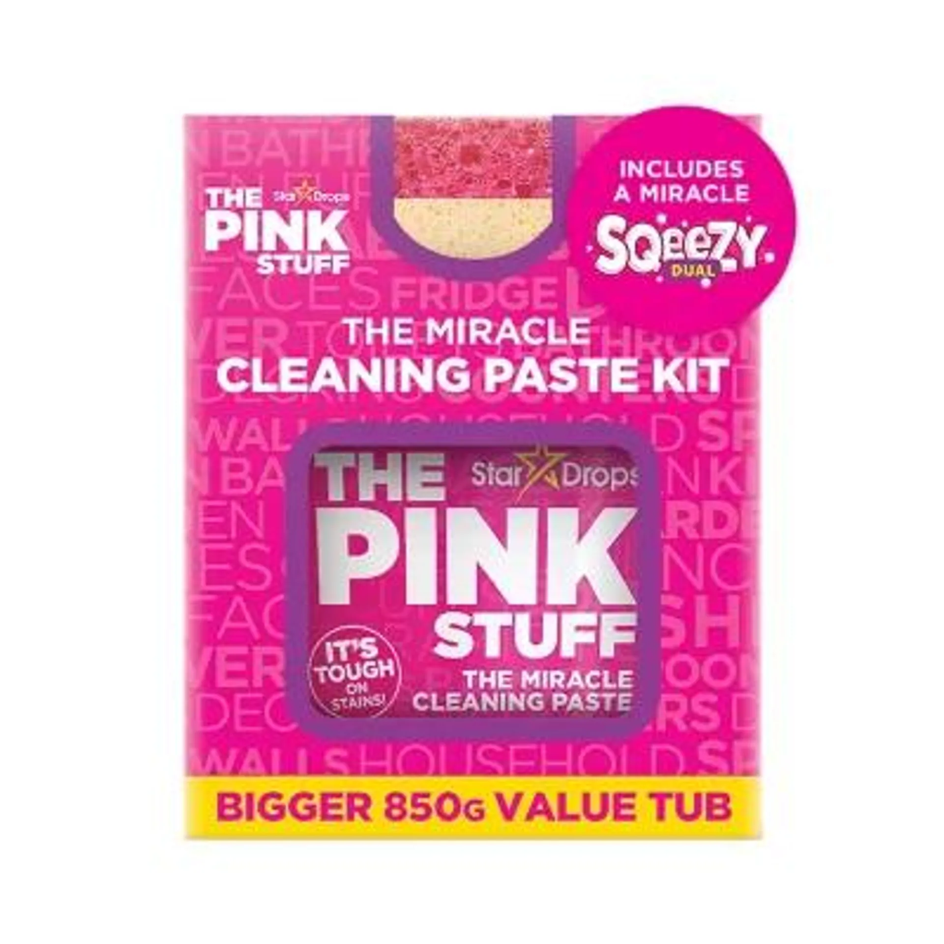 The Pink Stuff Miracle Cleaning Kit Paste with Dual-Sided Sponge and Scrubber, 1 ct.