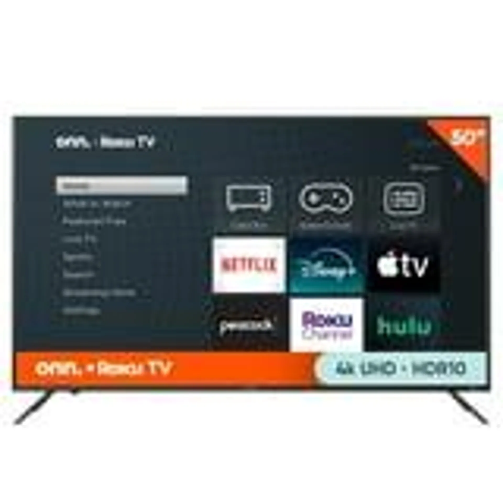 onn 50" Class 4K UHD LED Roku Smart TV, 100012585