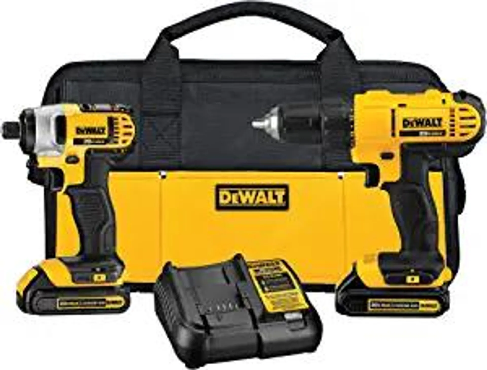 DEWALT 20V MAX Cordless Drill and Impact Driver, Power Tool Combo Kit with 2 Batteries and Charger, Yellow/Black (DCK240C2)