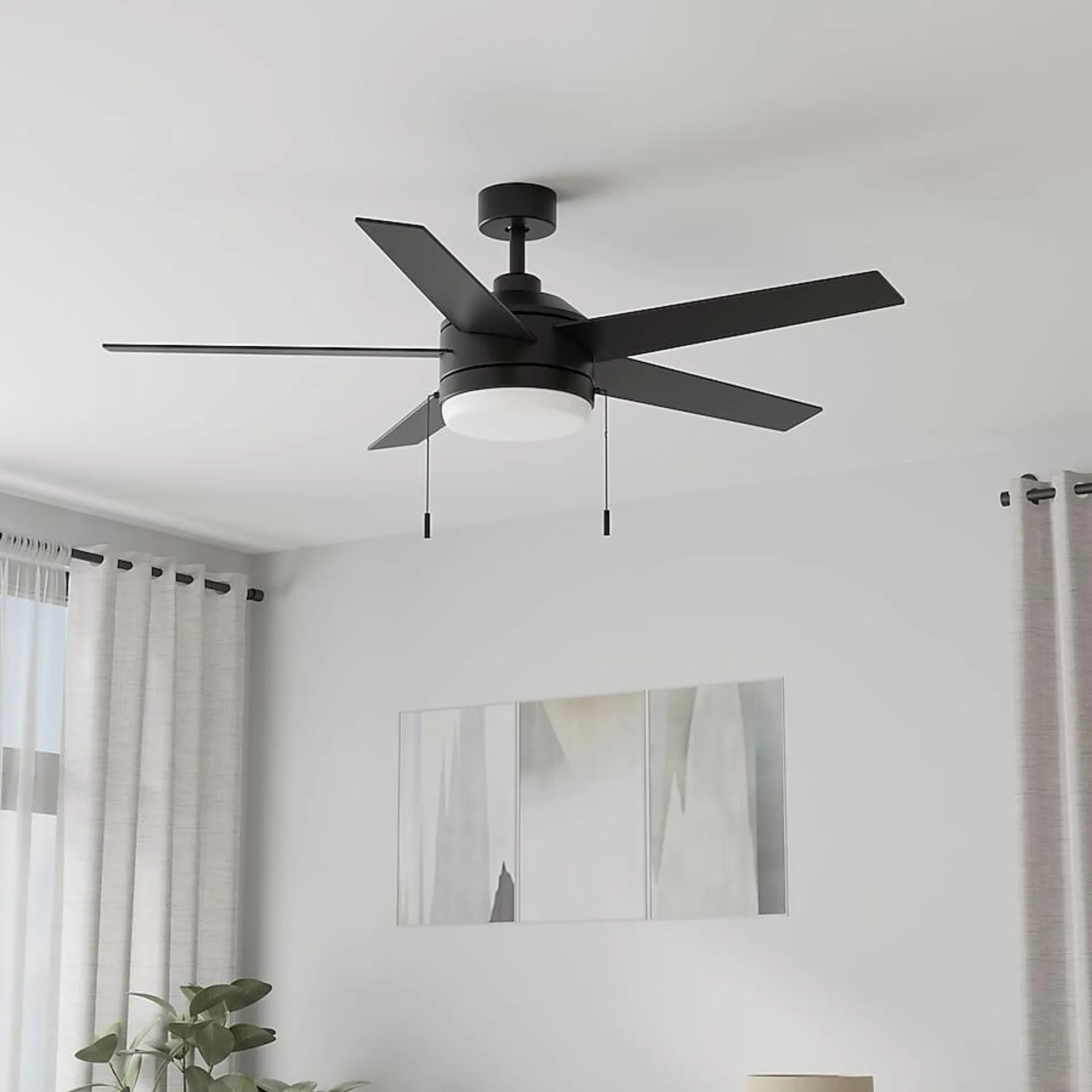 Harbor Breeze Sunport Easy Install 52-in Color-Changing Integrated LED Outdoor Matte Black with Matte Blades Ceiling Fan With Light ( 5 -Blade )