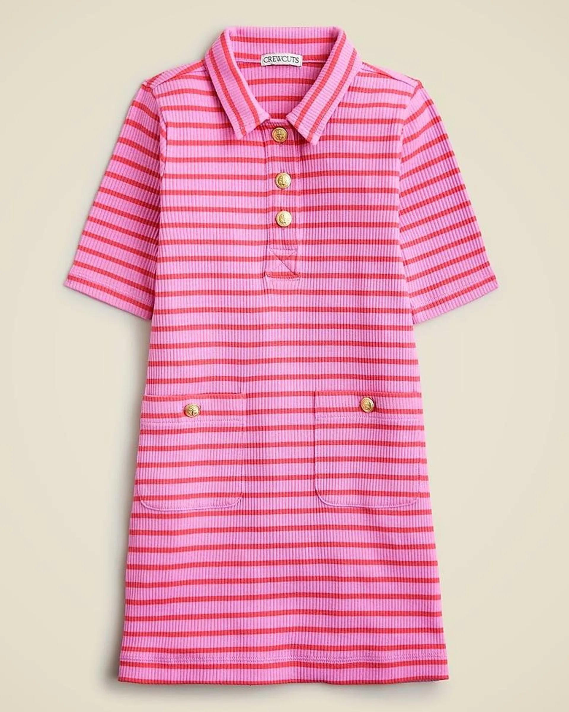 Girls' polo dress in vintage rib