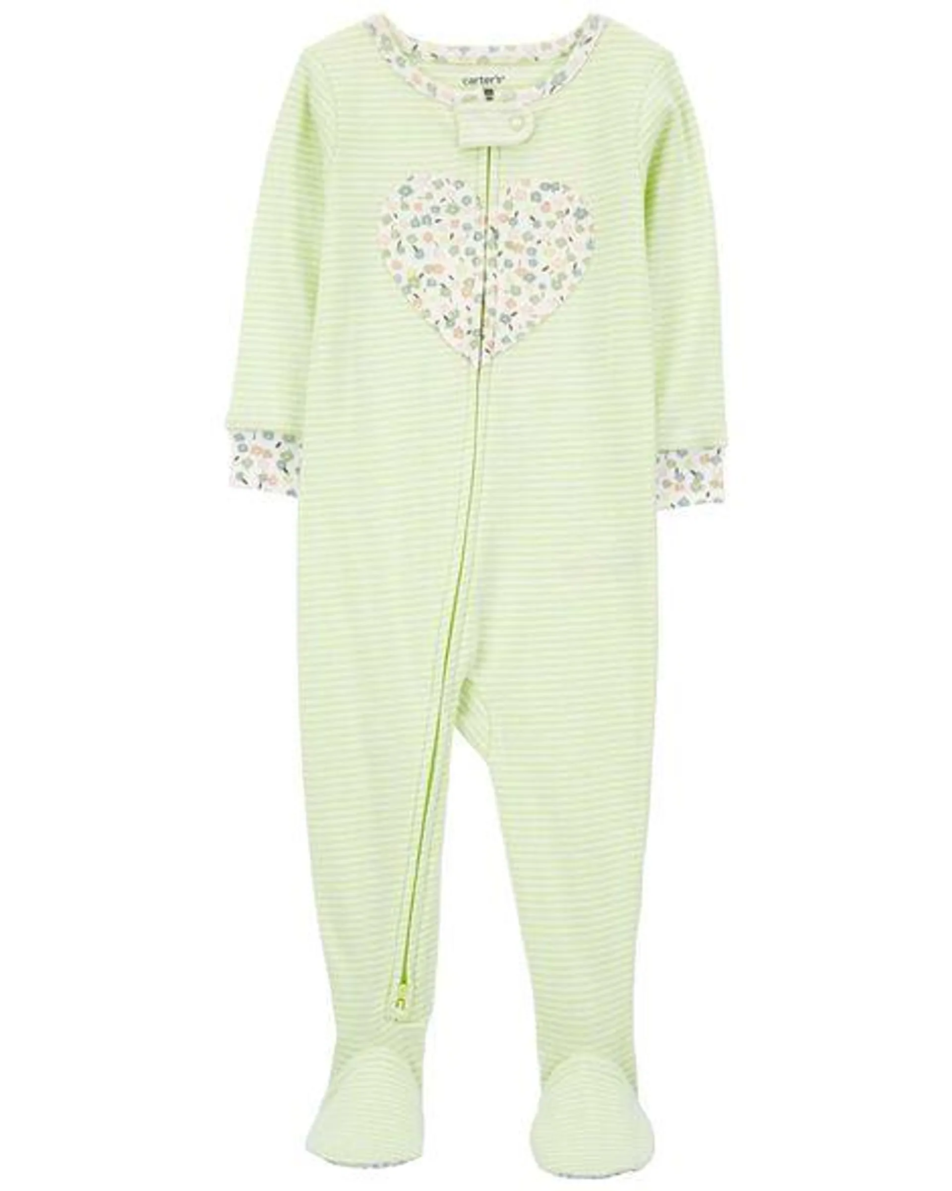 Baby 1-Piece Heart 100% Snug Fit Cotton Footie PJs