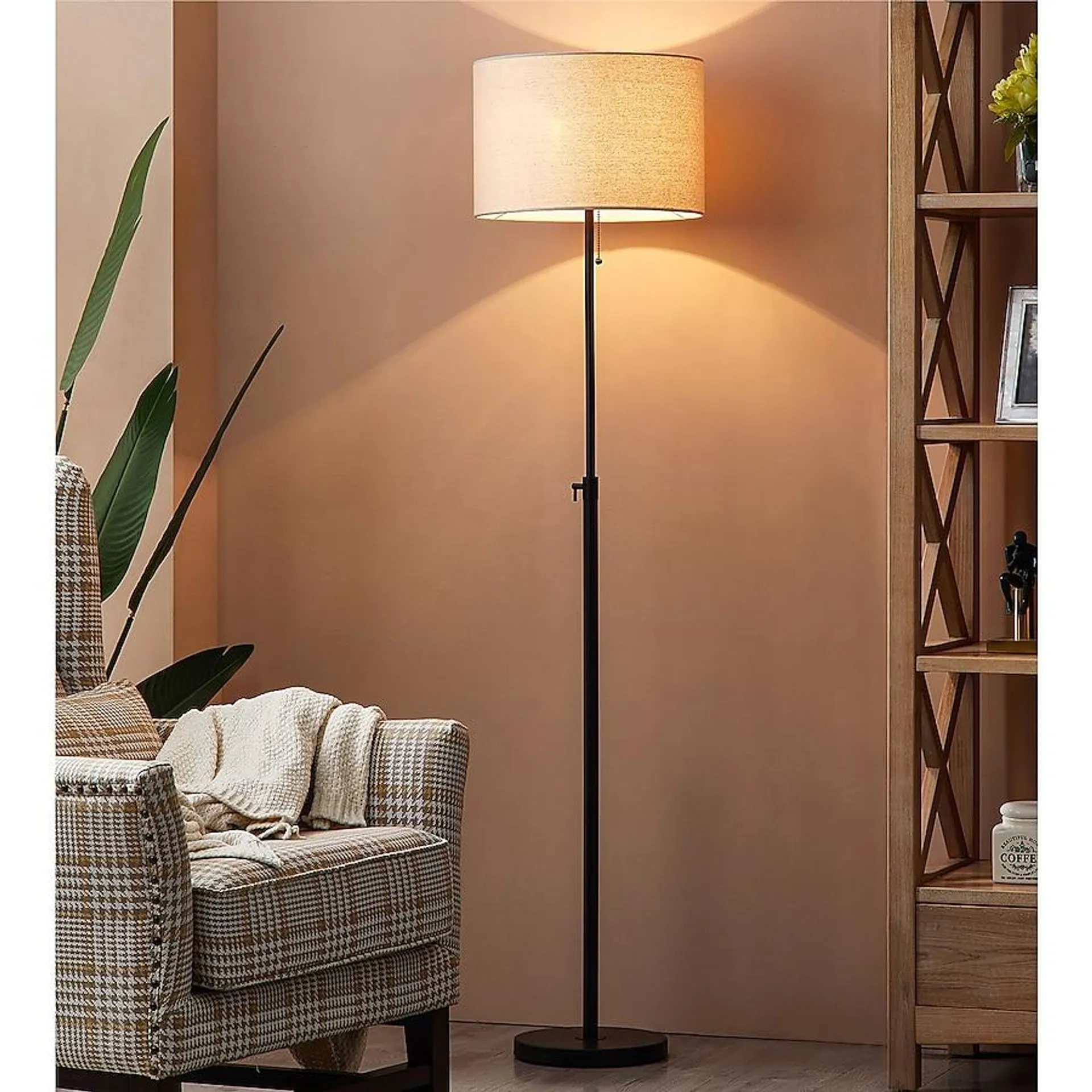 KAWOTI Equitte 64.5-in Black Shaded Floor Lamp