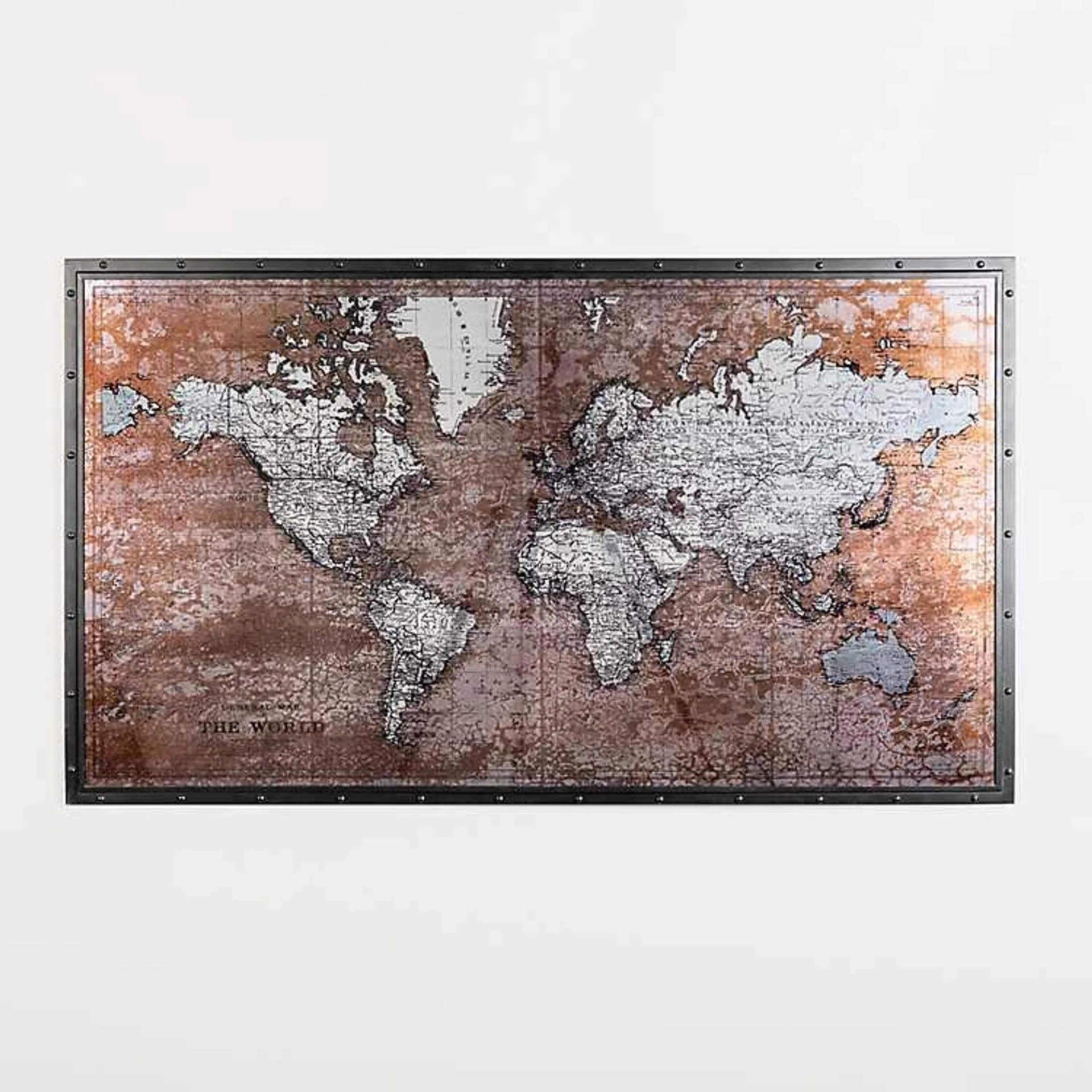 Antique Mirrored World Map Wall Plaque