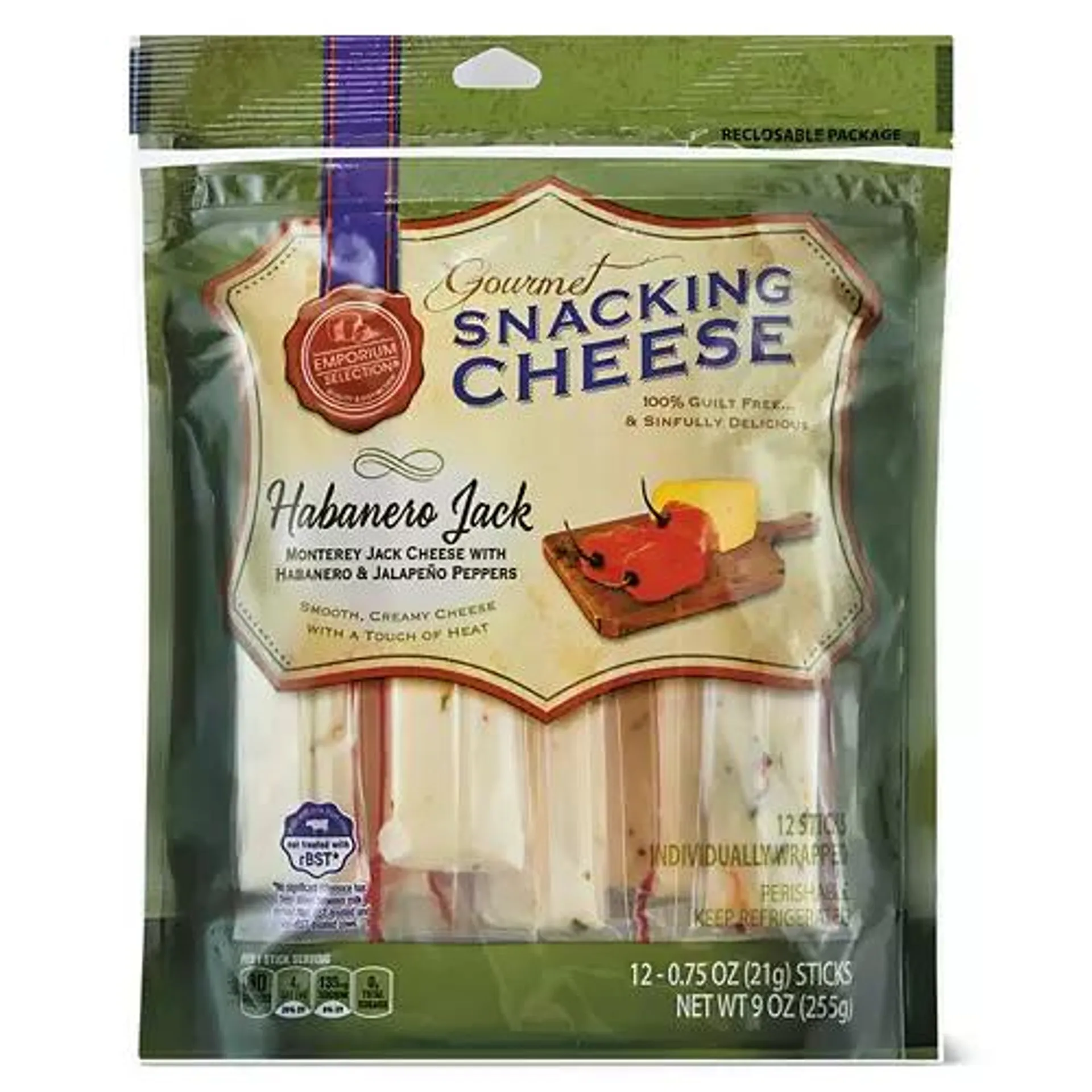 Habanero Jack Gourmet Snacking Cheese Sticks, 12 count