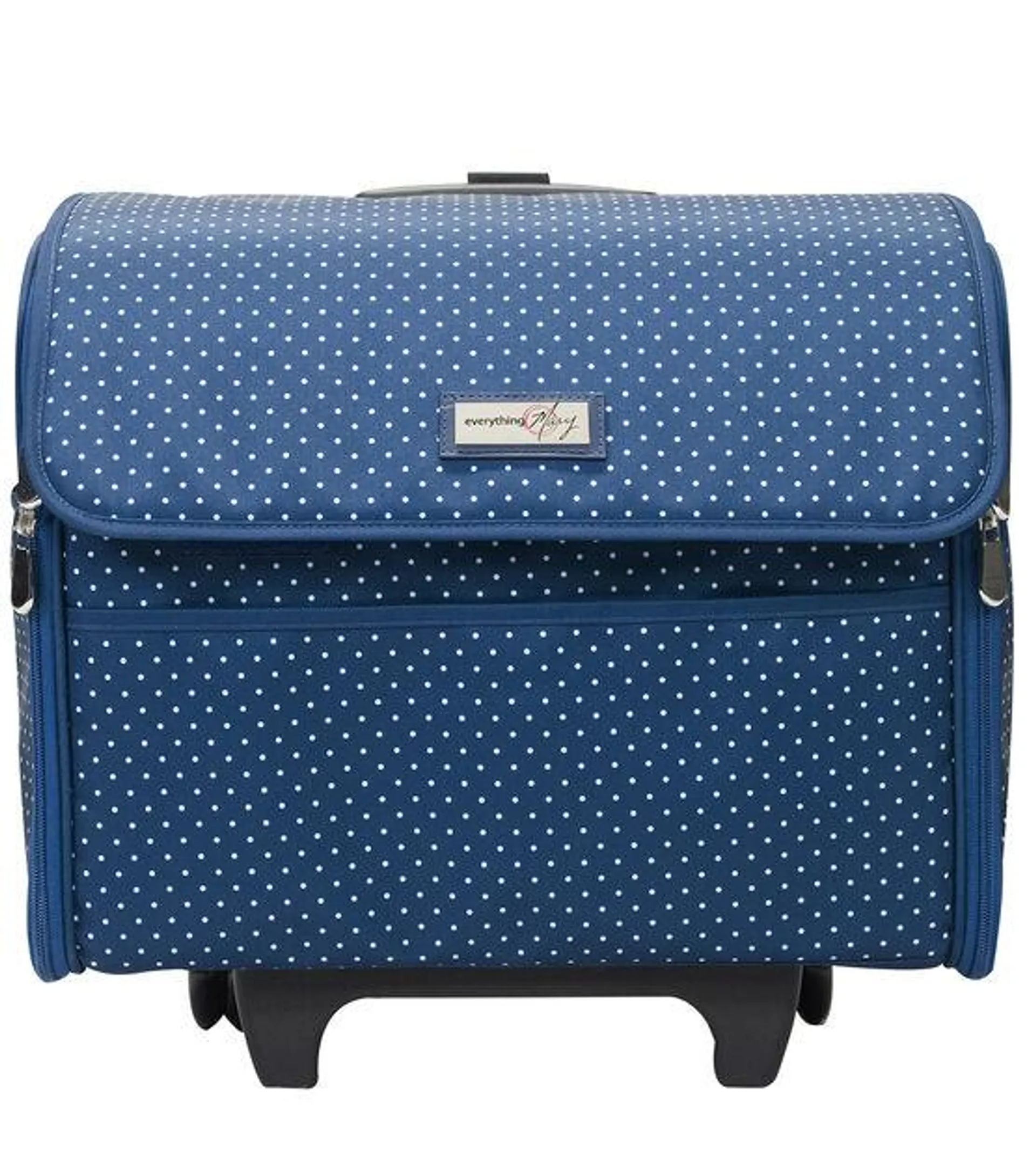 Everything Mary 16" Dots on Blue Collapsible Rolling Sewing Machine Case