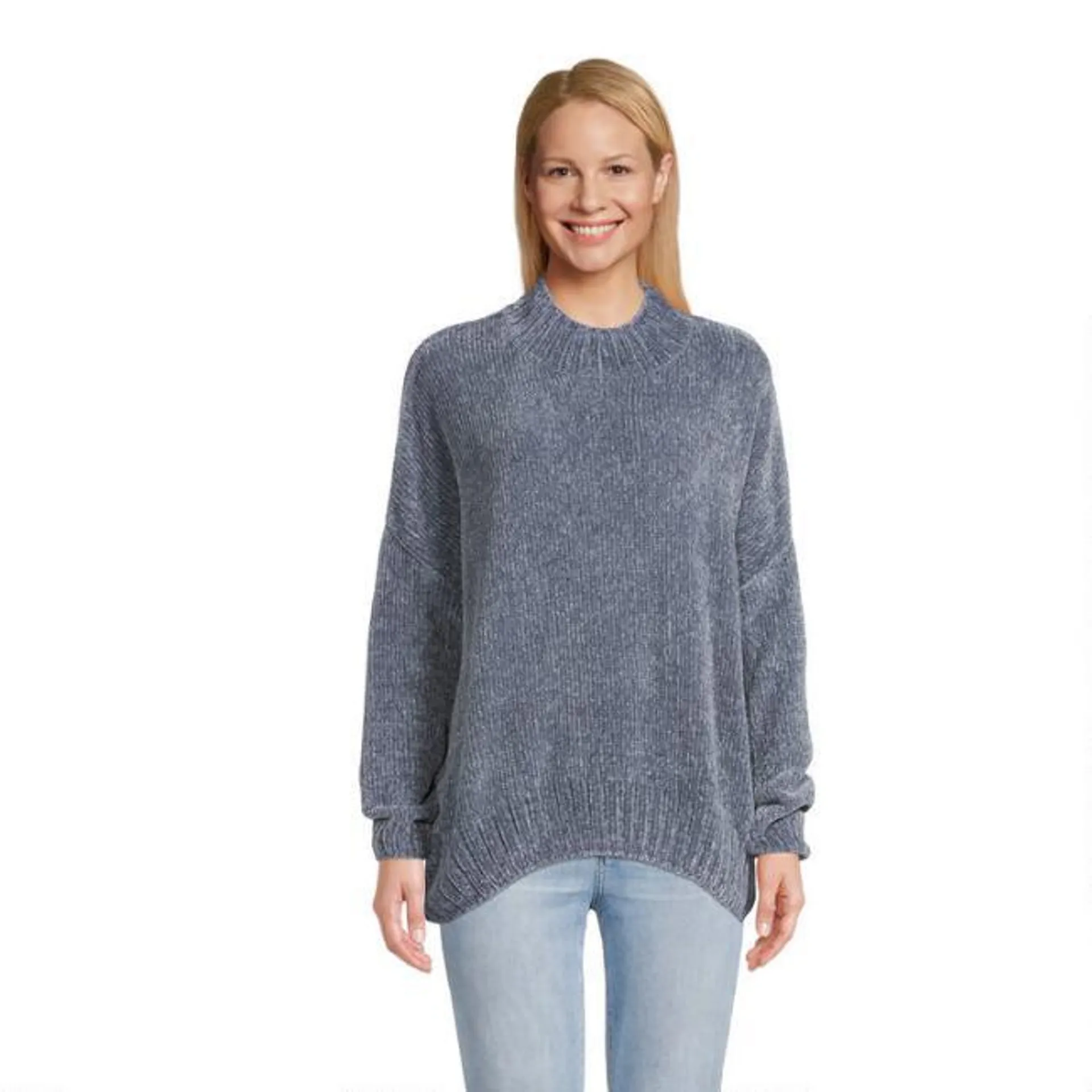 Dusty Blue Ribbed Chenille Sweater
