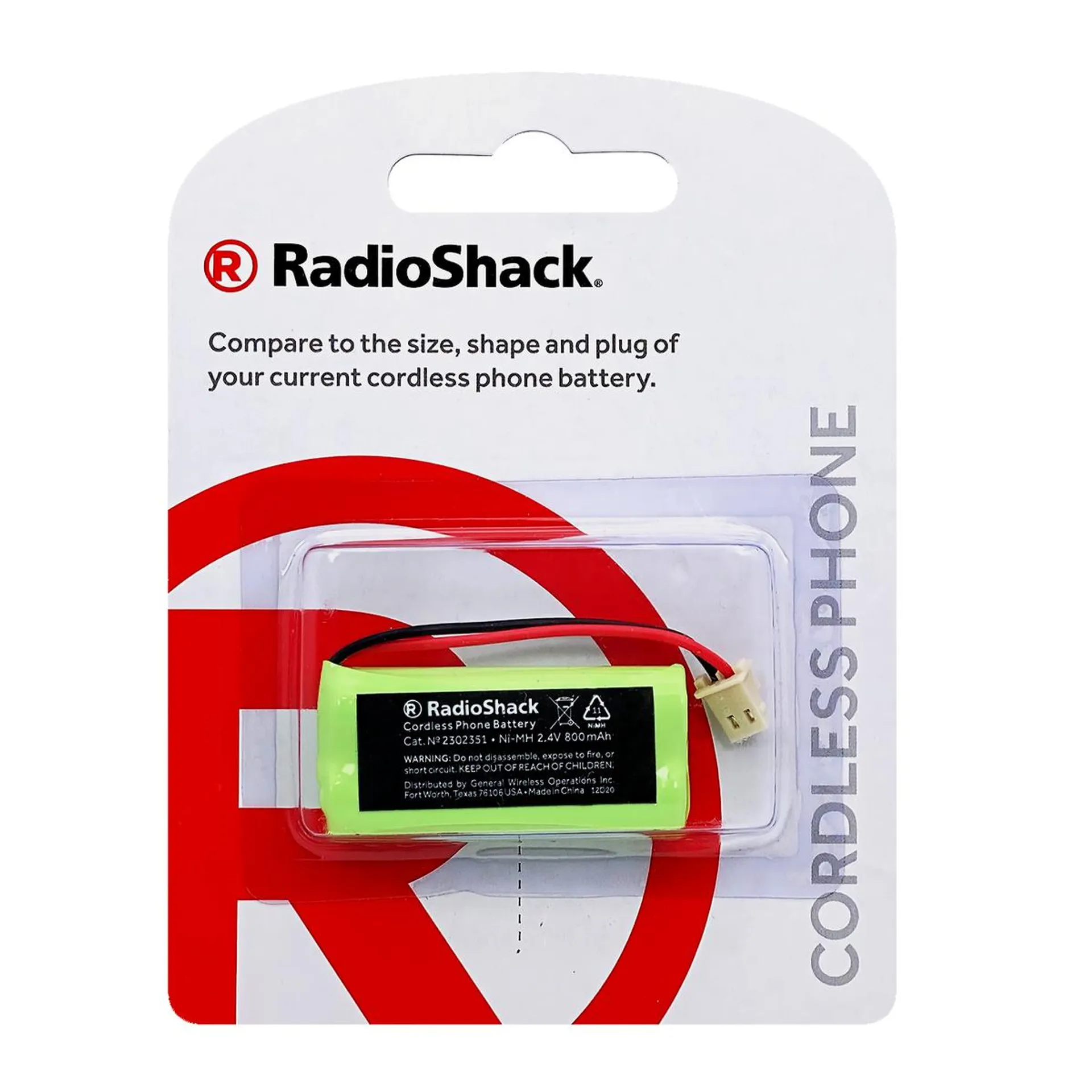 RadioShack 2.4V Ni-MH Cordless Phone Battery, 800 mAh