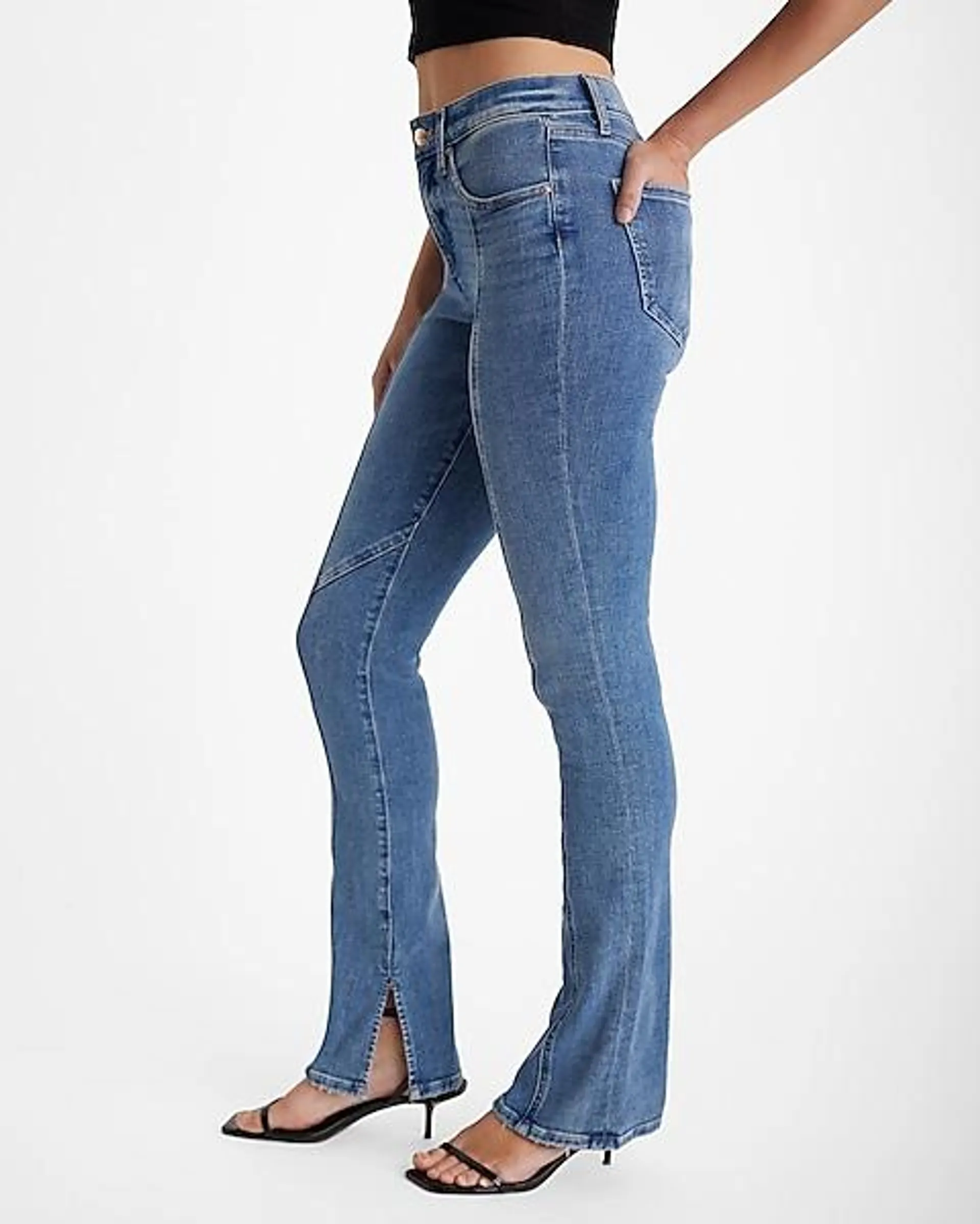 Mid Rise Medium Wash Seamed Skyscraper Jeans