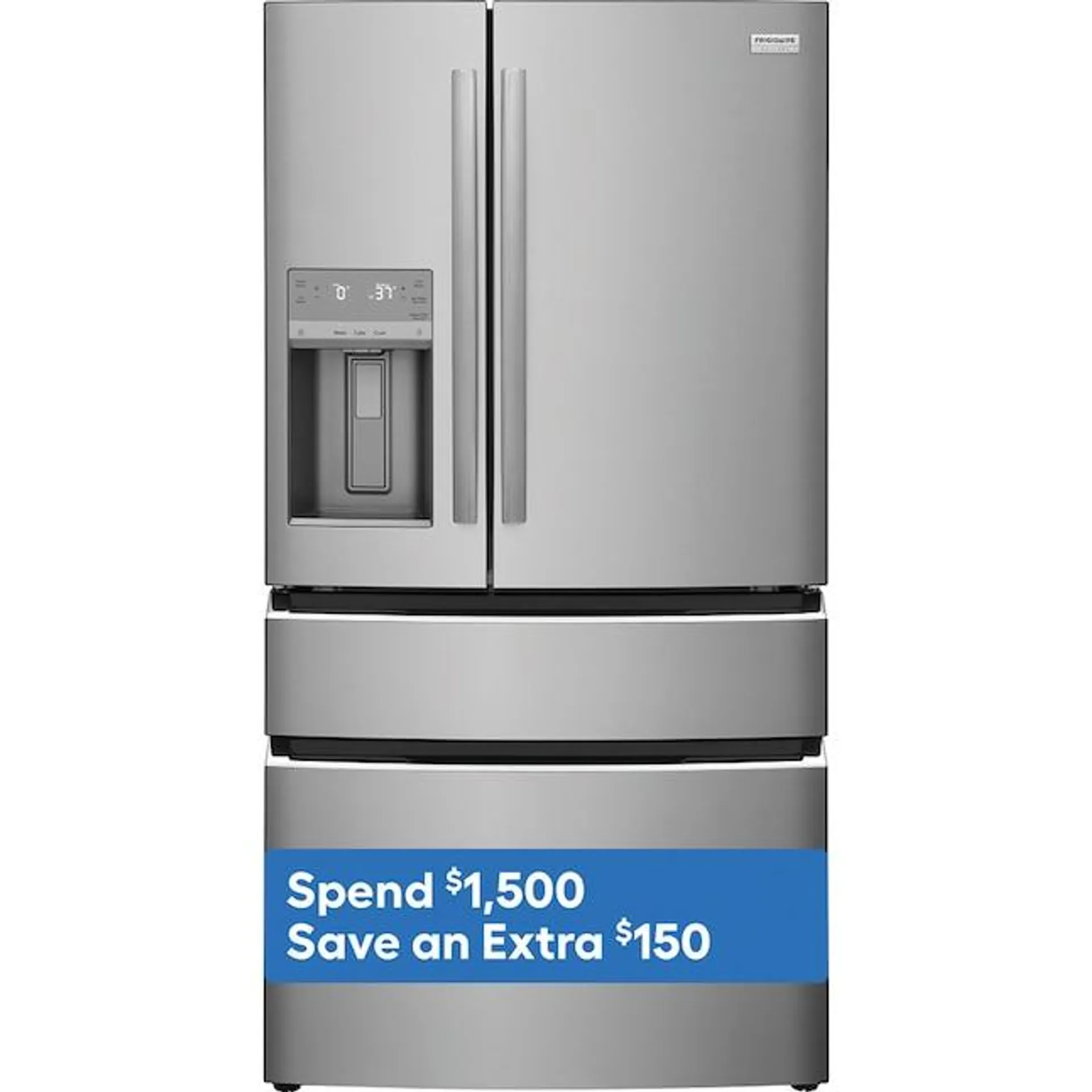 Frigidaire Counter-depth 21.5-cu ft 4-Door French Door Refrigerator with Ice Maker, Water and Ice Dispenser (Smudge-proof Stainless Steel) ENERGY STAR