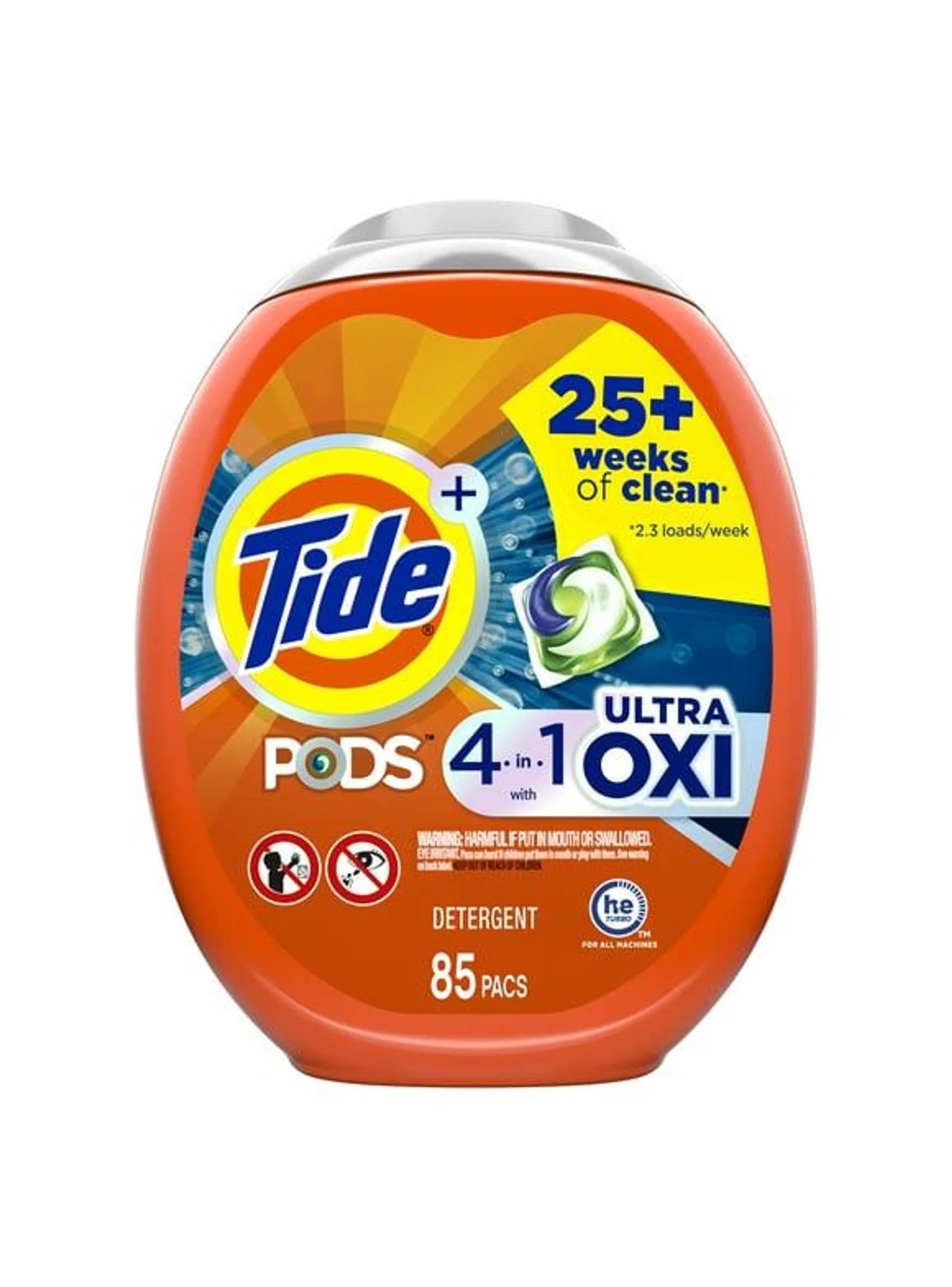 Tide Pods Laundry Detergent Soap Packs with Ultra Oxi, 85 Ct