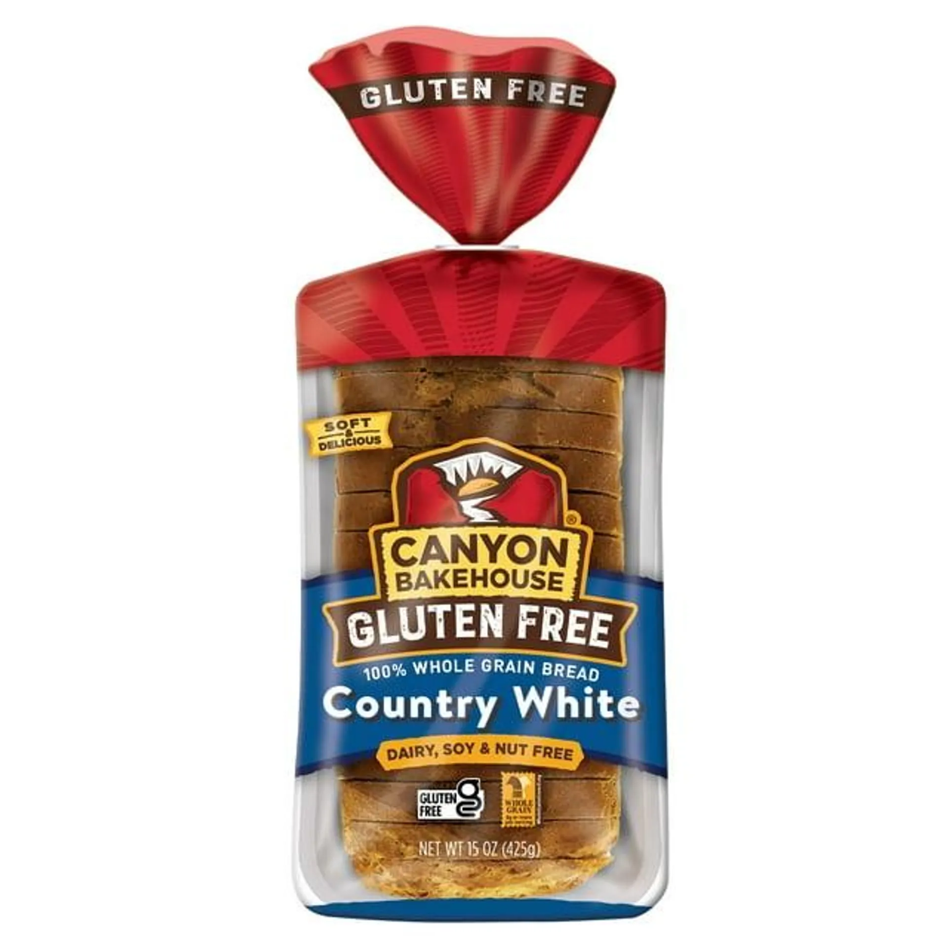 Canyon Bakehouse Country White Gluten Free Bread, 100% Whole Grain Sandwich Bread, Fresh, 15 oz Loaf