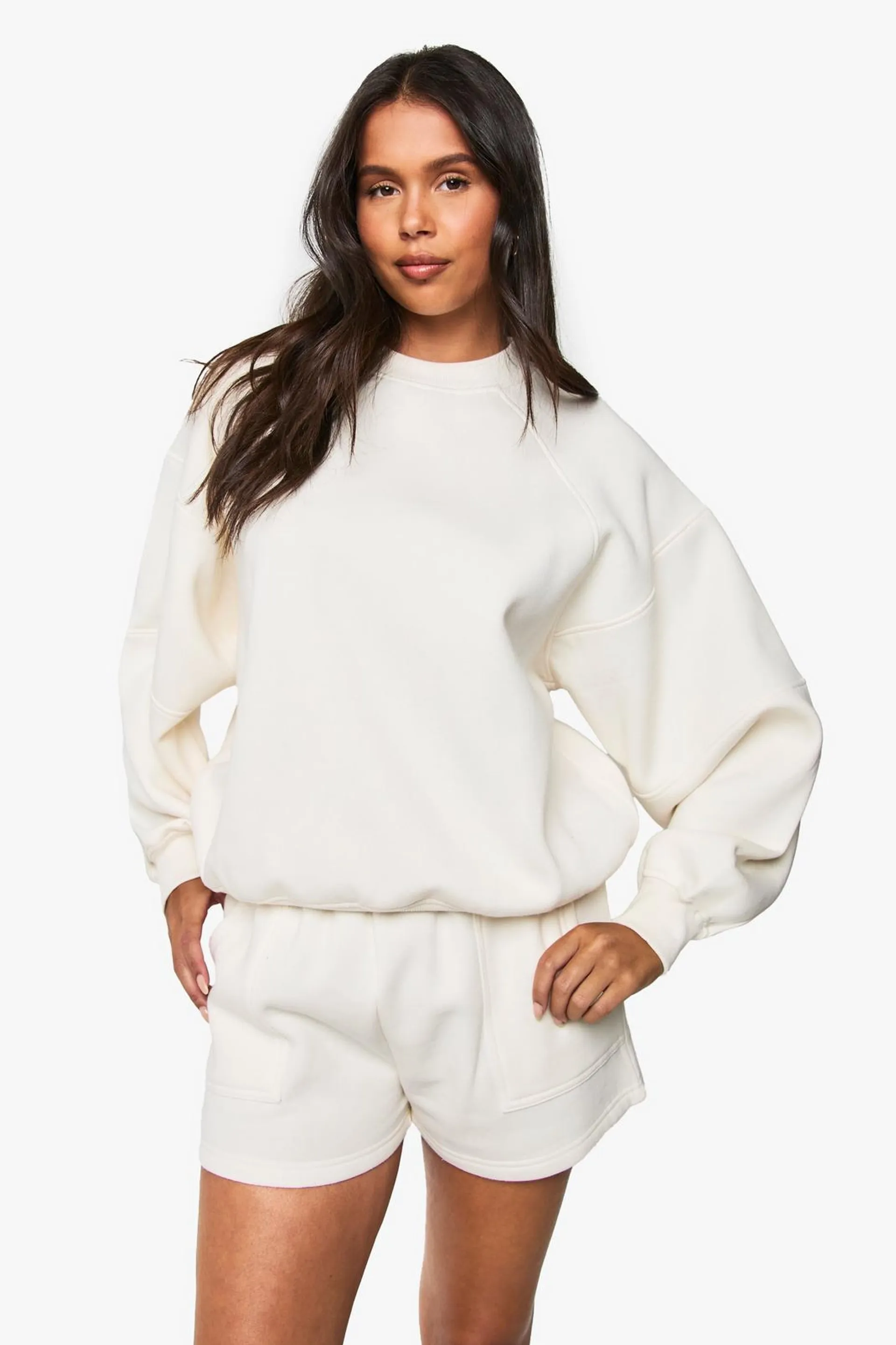 Balloon Sleeve Seam Detail Short Tracksuit