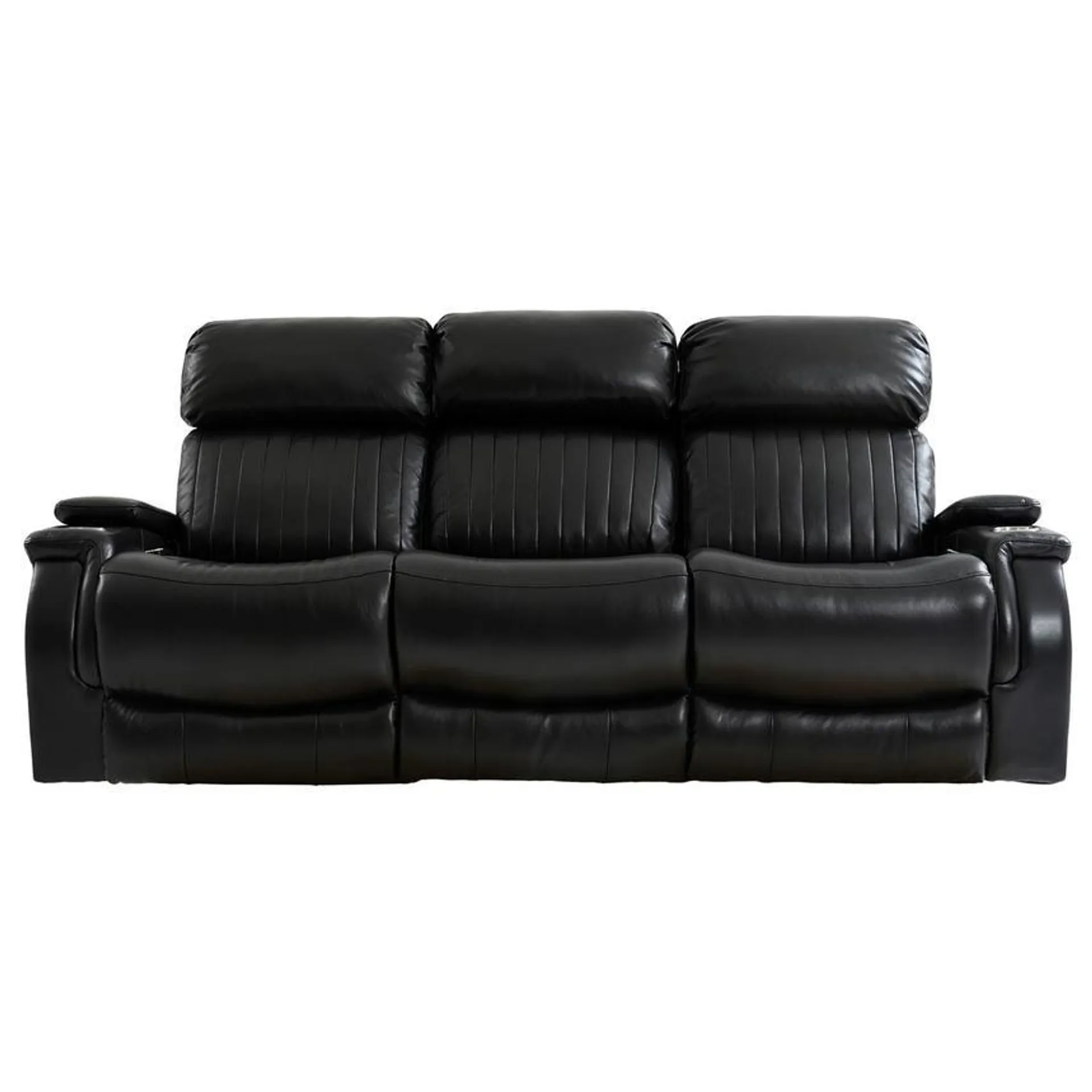 Obsidian Leather Power Reclining Sofa w/Massage & Heat