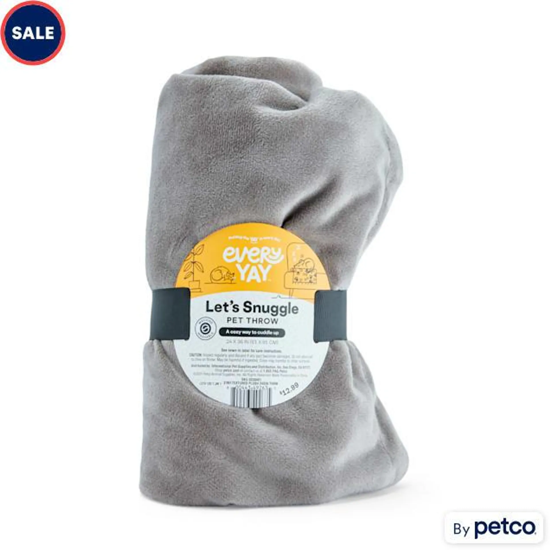 EveryYay Let's Snuggle Grey TeXtured Plush Pet Throw, 24" L X 36" W